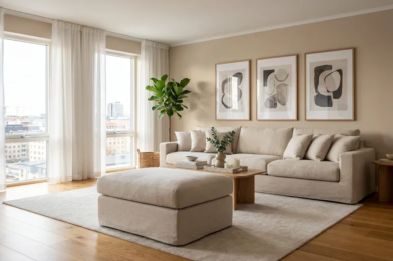 Valencia Extra Djup 5-sits soffa + fotpall med avtagbar och tvättbar klädsel - Beige - Möbler - Soffa