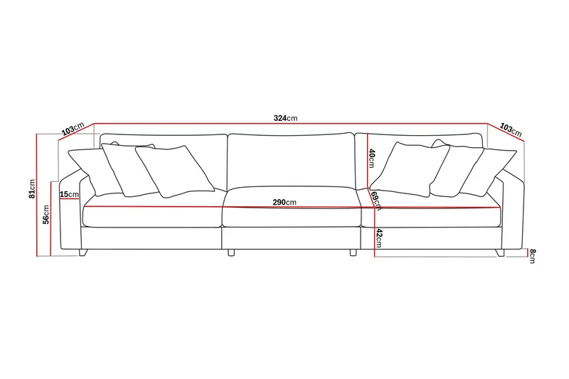 Valencia Extra Djup 5-sits Soffa i Chenille - Beige - Möbler - Soffa
