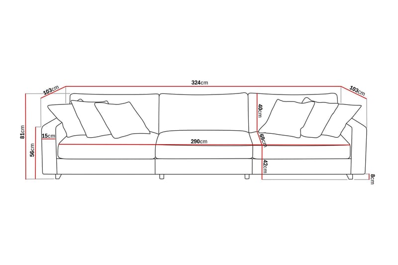 Valencia Extra Djup 5-sits Soffa i Chenille - Rostbrun - Möbler - Soffa