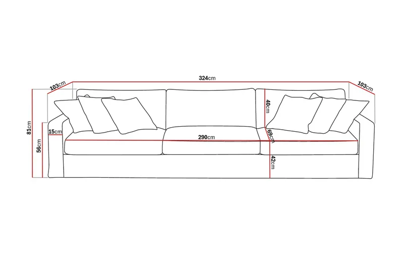 Valencia Extra Djup 5-sits Soffa med avtagbar och tvättbar klädsel - Mörkbrun - Möbler - Soffa