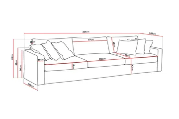 Valencia Extra Djup 5-sits Soffa med avtagbar och tvättbar klädsel - Mörkbrun - Möbler - Soffa
