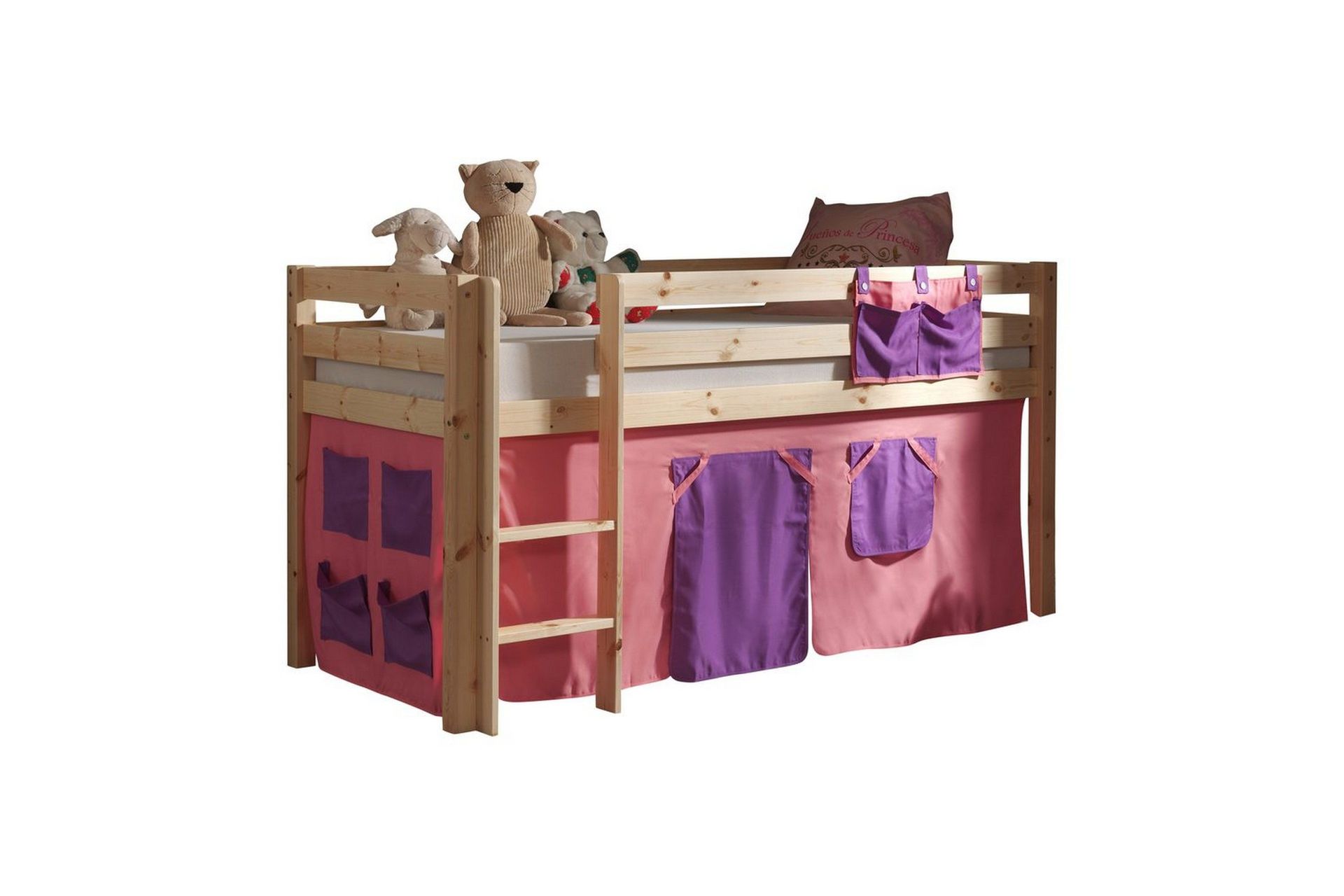 Halvh&ouml;g S&auml;ng med gardin Pino Naturlig, Bella - Naturlig, Bella