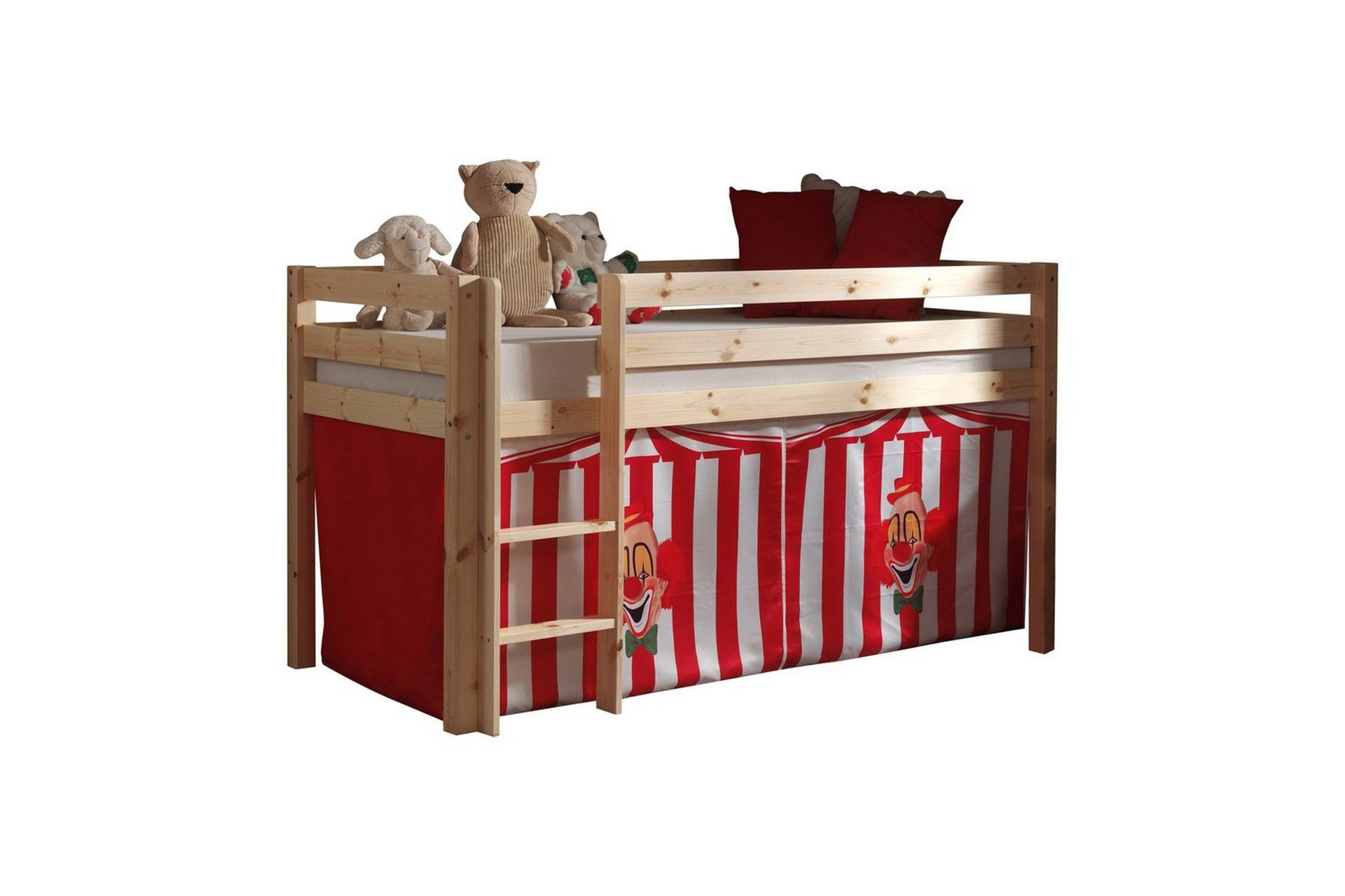 Halvh&ouml;g S&auml;ng med gardin Pino Naturlig, Chucky - Naturlig, Chucky