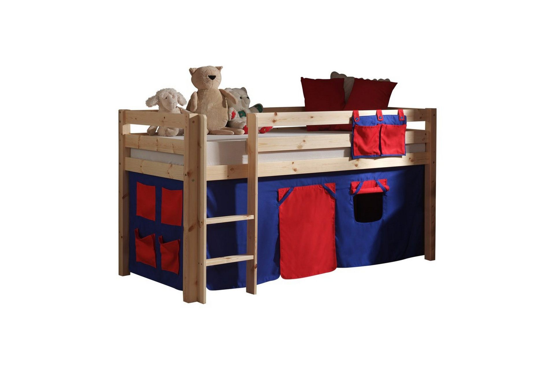 Halvh&ouml;g S&auml;ng med gardin Pino Naturlig, Domino - Naturlig, Domino