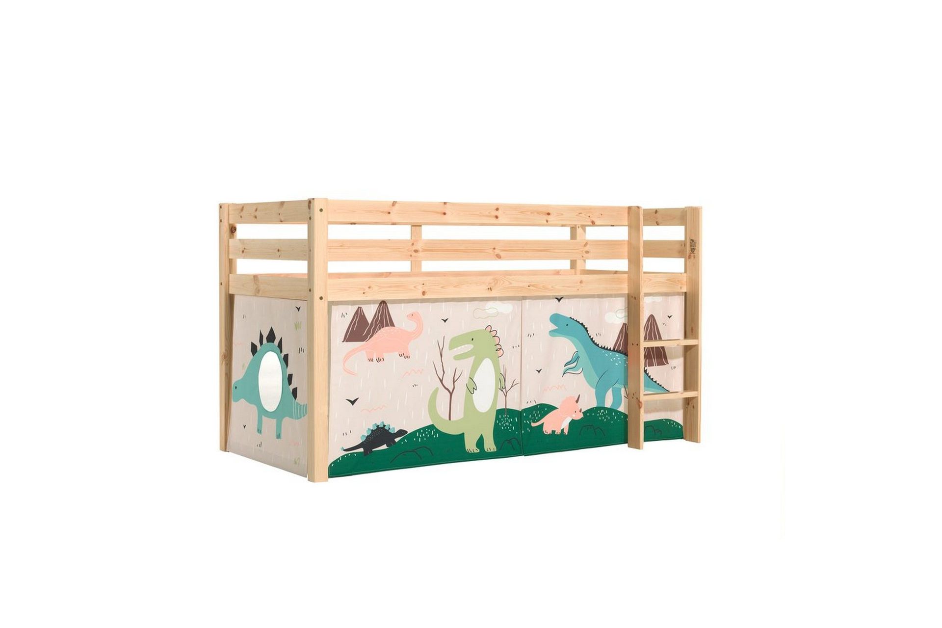 Halvh&ouml;g S&auml;ng med gardin Pino Naturlig, Dino - Naturlig, Dino
