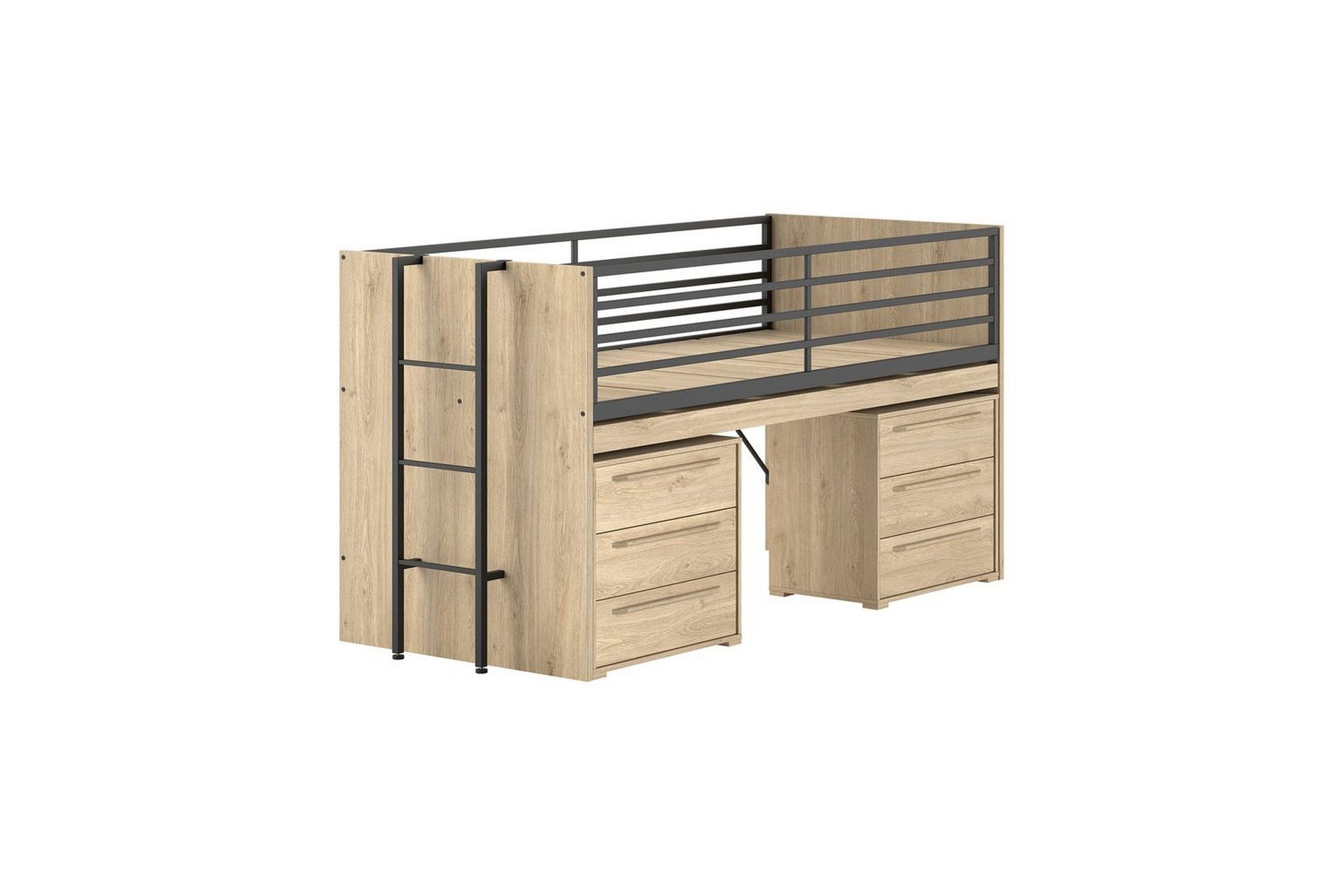 halvhög säng och 2 byråer med 3 lådor sam ek - ek