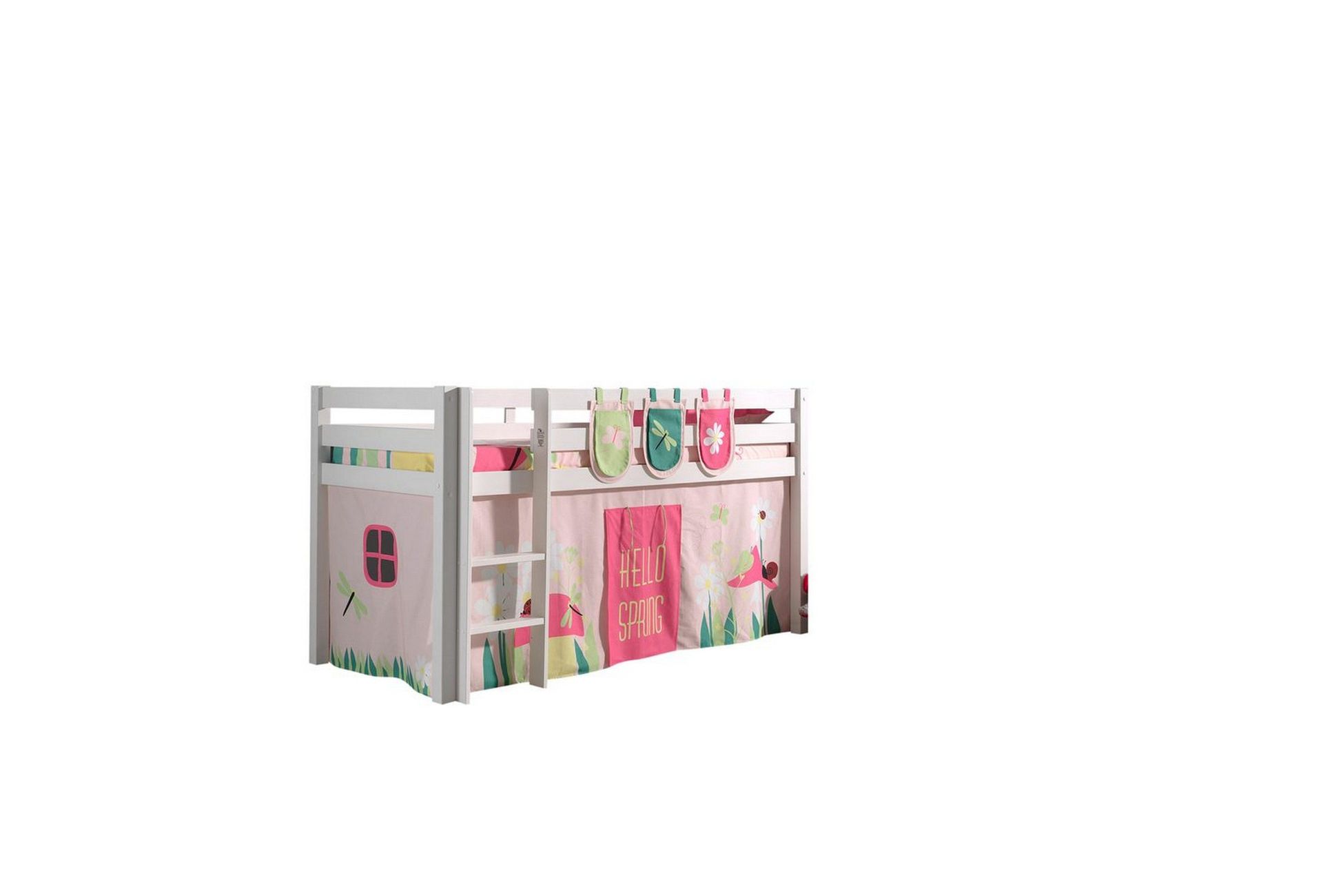 Halvh&ouml;jdss&auml;ng med gardin Pino Spring Vit, Vit, Utan rutschkana, Utan tunnel, 3 - Vit, Vit, Utan rutschkana, Utan tunnel, 3