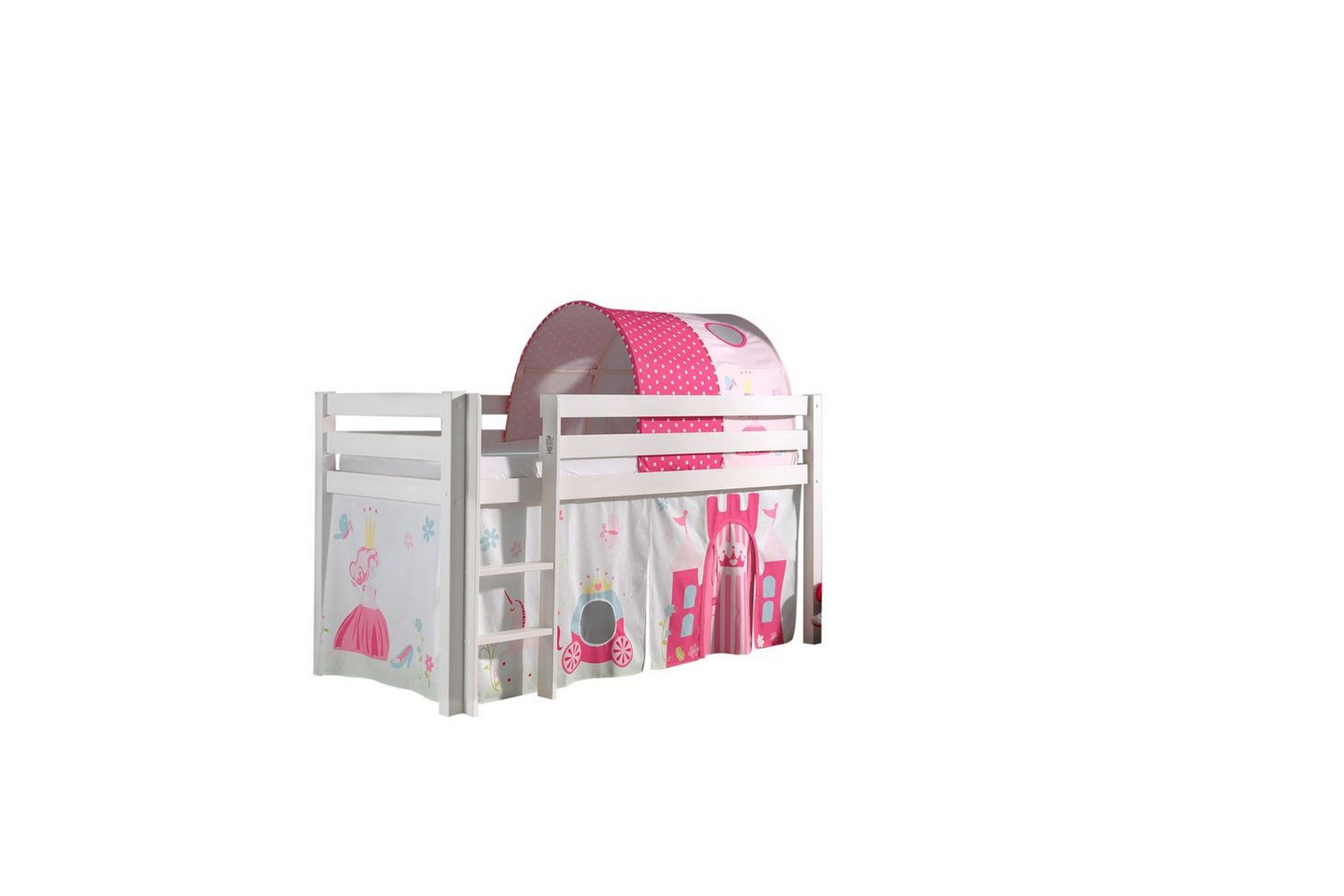 Halvh&ouml;jdss&auml;ng med gardin Pino Princess Vit, Vit, Utan rutschkana, Prinsessa, Inga fickor - Vit, Vit, Utan rutschkana, Prinsessa, Inga fickor