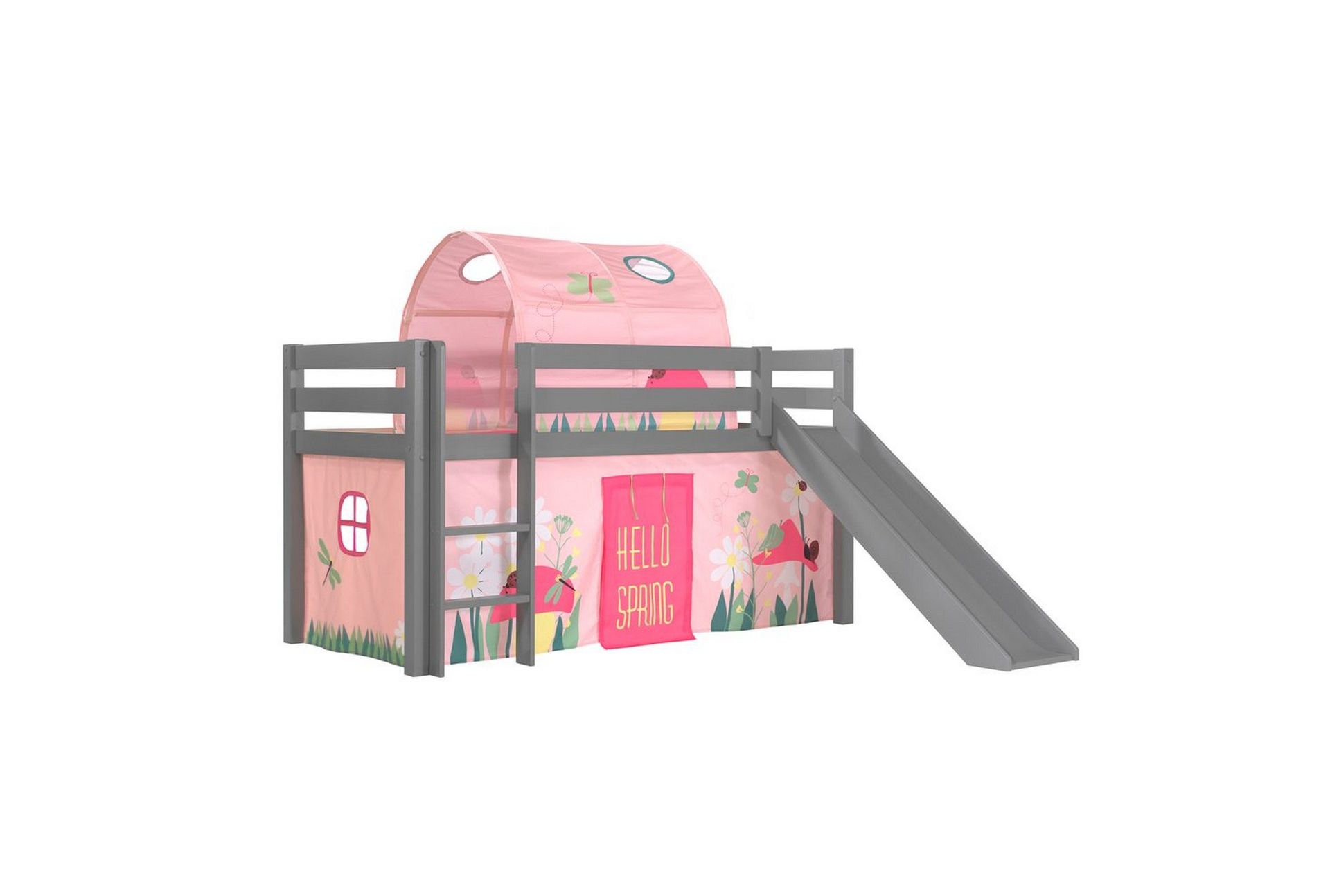 Halvh&ouml;jdss&auml;ng med gardin Pino Spring Gr&aring;, Gr&aring;, Med rutschkana, V&aring;r, Fj&auml;der, Utan fickor - Gr&aring;, Gr&aring;, Med rutschkana, V&aring;r, Fj&auml;der, Utan fickor