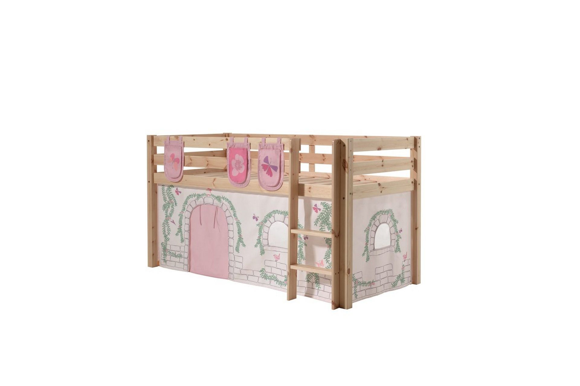 halvhöjdssäng med gardin pino birdy naturlig, naturlig, utan rutschkana, utan tunnel, 3 - naturlig, naturlig, utan rutschkana, utan tunnel, 3