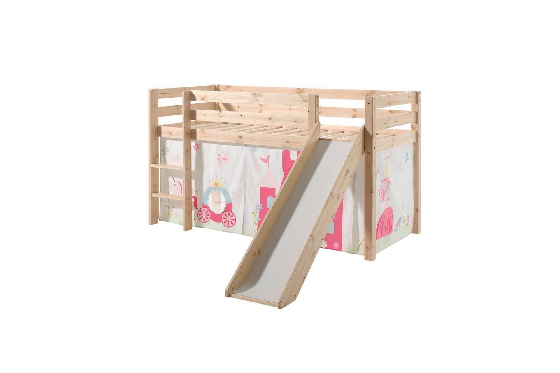 Halvh&ouml;jdss&auml;ng med gardin Pino Princess Naturlig, Naturlig, Med rutschkana, Ingen tunnel, Inga fickor - Naturlig, Naturlig, Med rutschkana, Ingen tunnel, Inga fickor