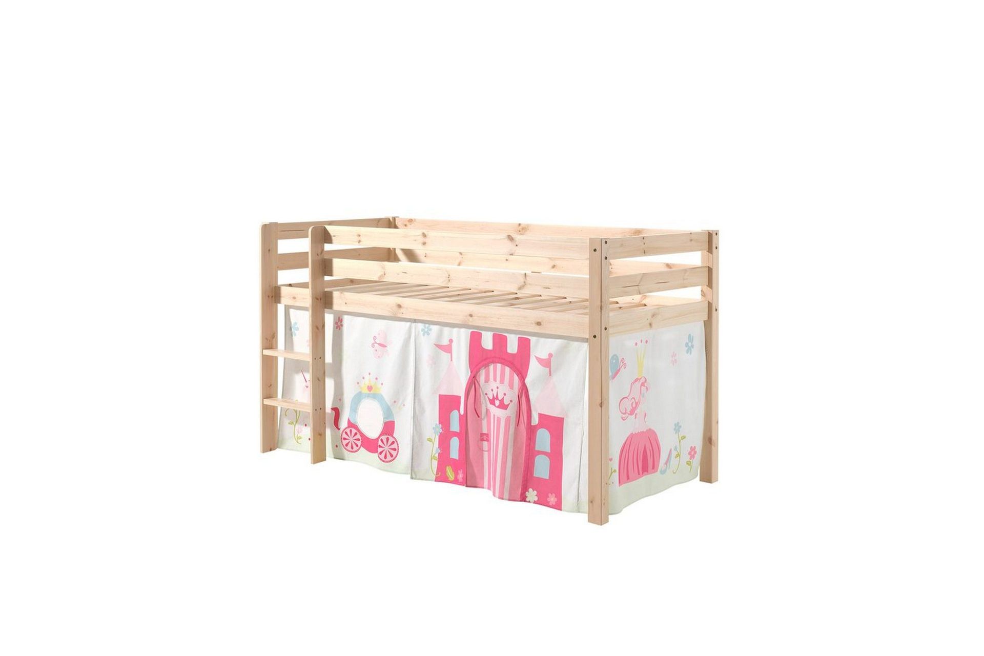 Halvh&ouml;jdss&auml;ng med gardin Pino Princess Naturlig, Naturlig, Utan rutschkana, Utan tunnel, Inga fickor - Naturlig, Naturlig, Utan rutschkana, Utan tunnel, Inga fickor