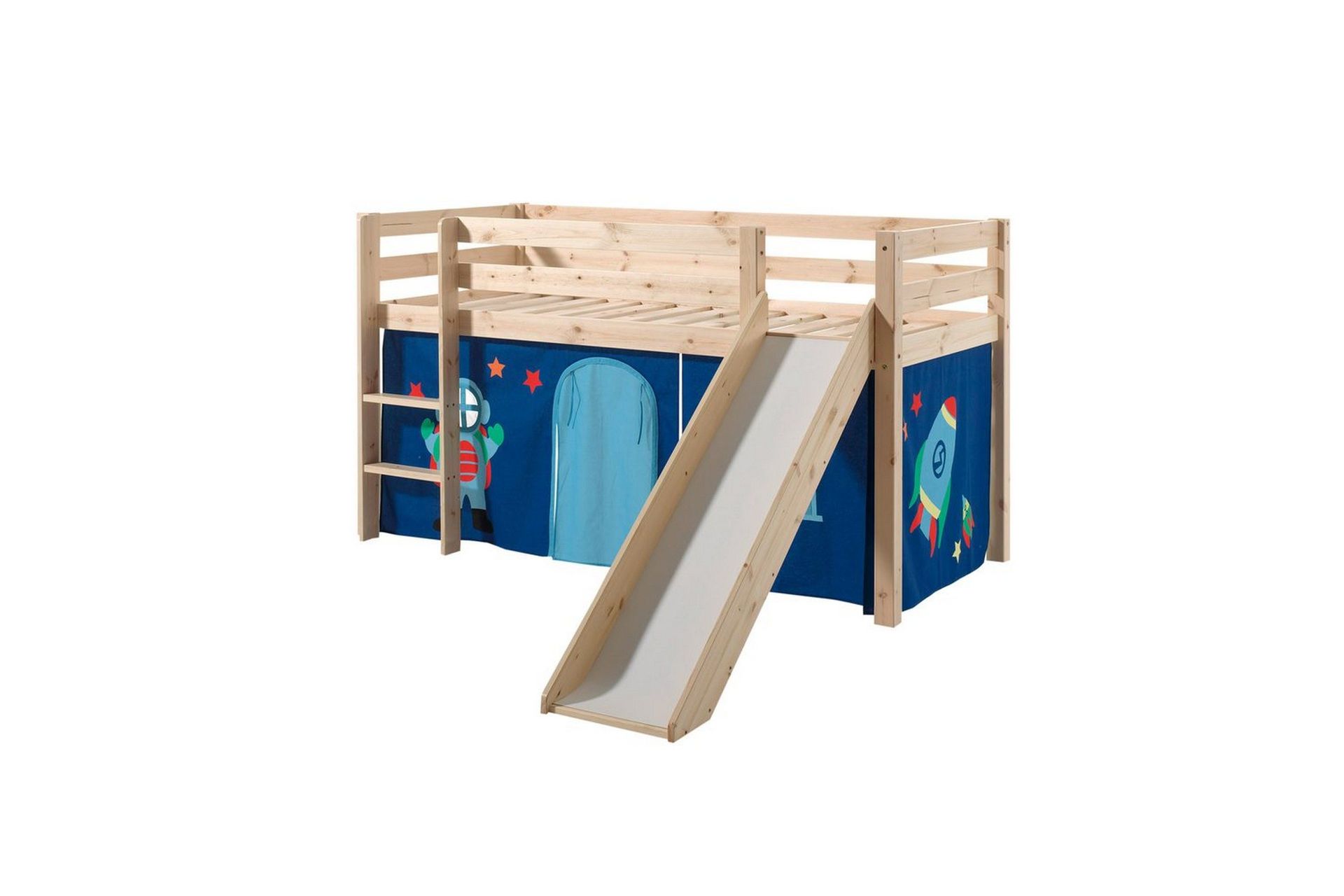 Halvh&ouml;jdss&auml;ng med gardin Pino Astro Naturlig, Naturlig, Med rutschkana, Utan tunnel, Inga fickor - Naturlig, Naturlig, Med rutschkana, Utan tunnel, Inga fickor