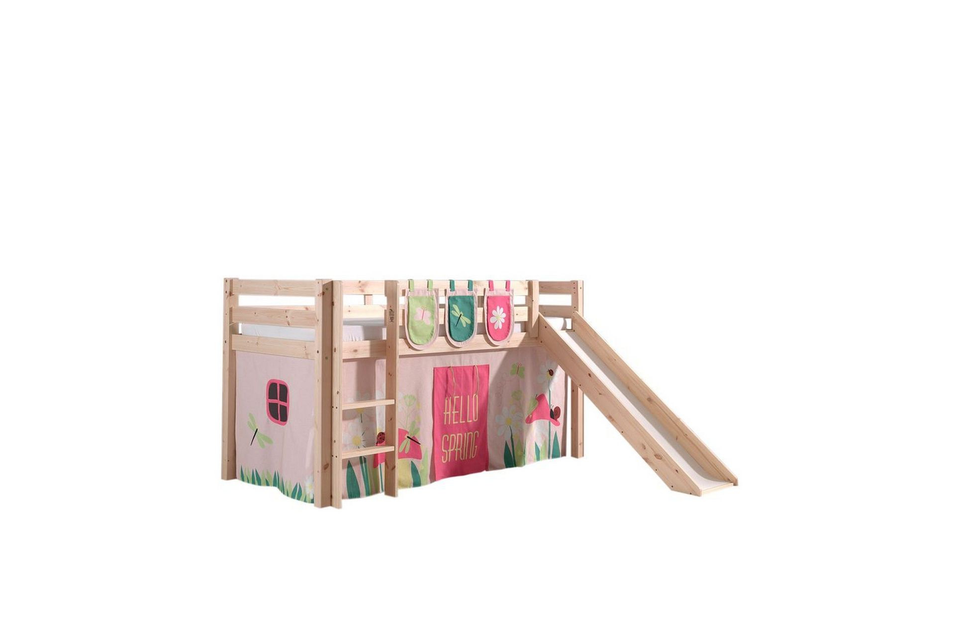 Halvh&ouml;jdss&auml;ng med gardin Pino Spring Naturlig, Naturlig, Med rutschkana, Utan tunnel, 3 - Naturlig, Naturlig, Med rutschkana, Utan tunnel, 3