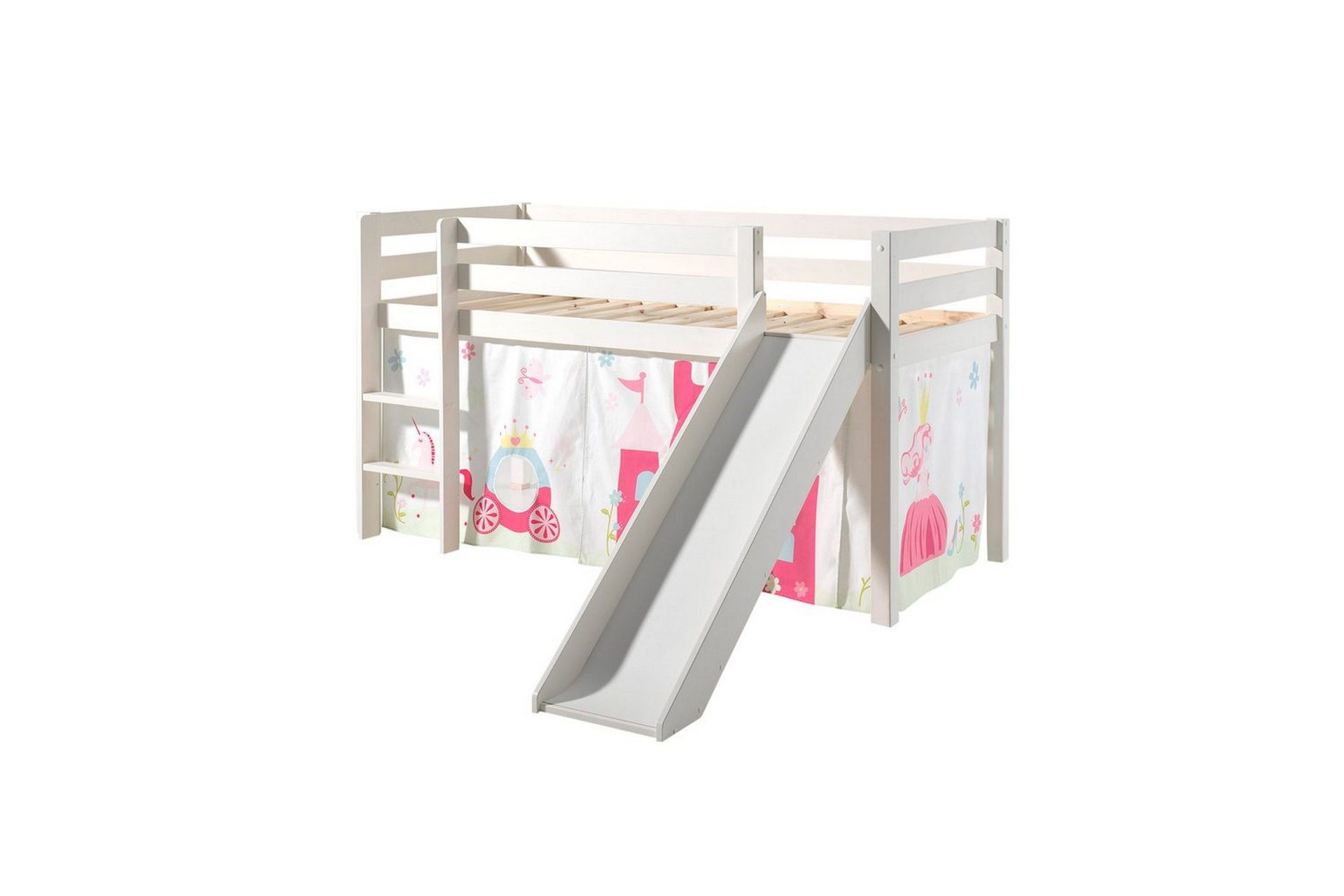 Halvh&ouml;jdss&auml;ng med gardin Pino Princess Vit, Vit, Med rutschkana, Utan tunnel, Inga fickor - Vit, Vit, Med rutschkana, Utan tunnel, Inga fickor