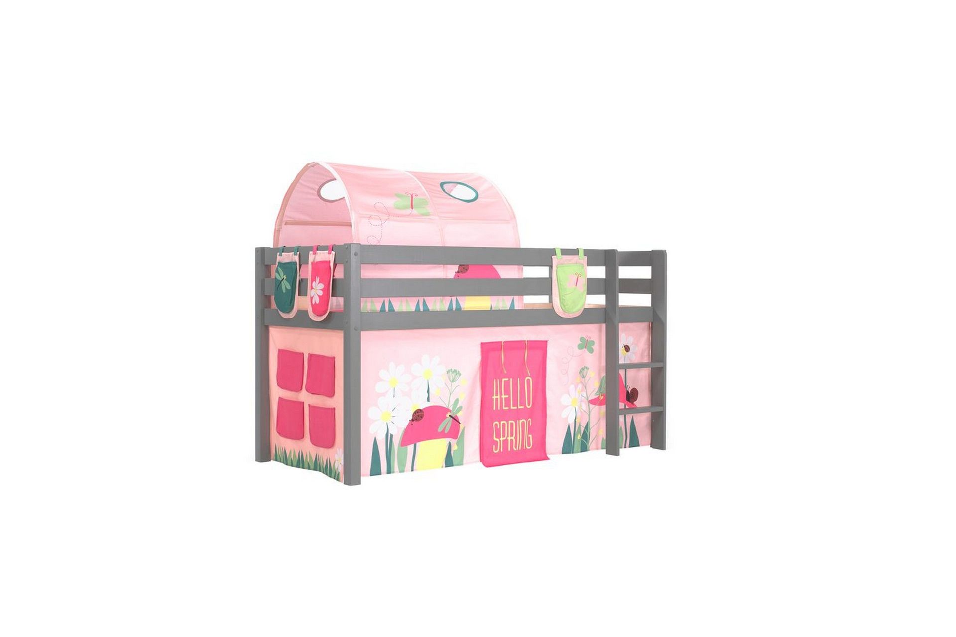 Halvh&ouml;jdss&auml;ng med gardin Pino Spring Gr&aring;, Gr&aring;, Utan rutschkana, V&aring;r, Fj&auml;der, 3 - Gr&aring;, Gr&aring;, Utan rutschkana, V&aring;r, Fj&auml;der, 3