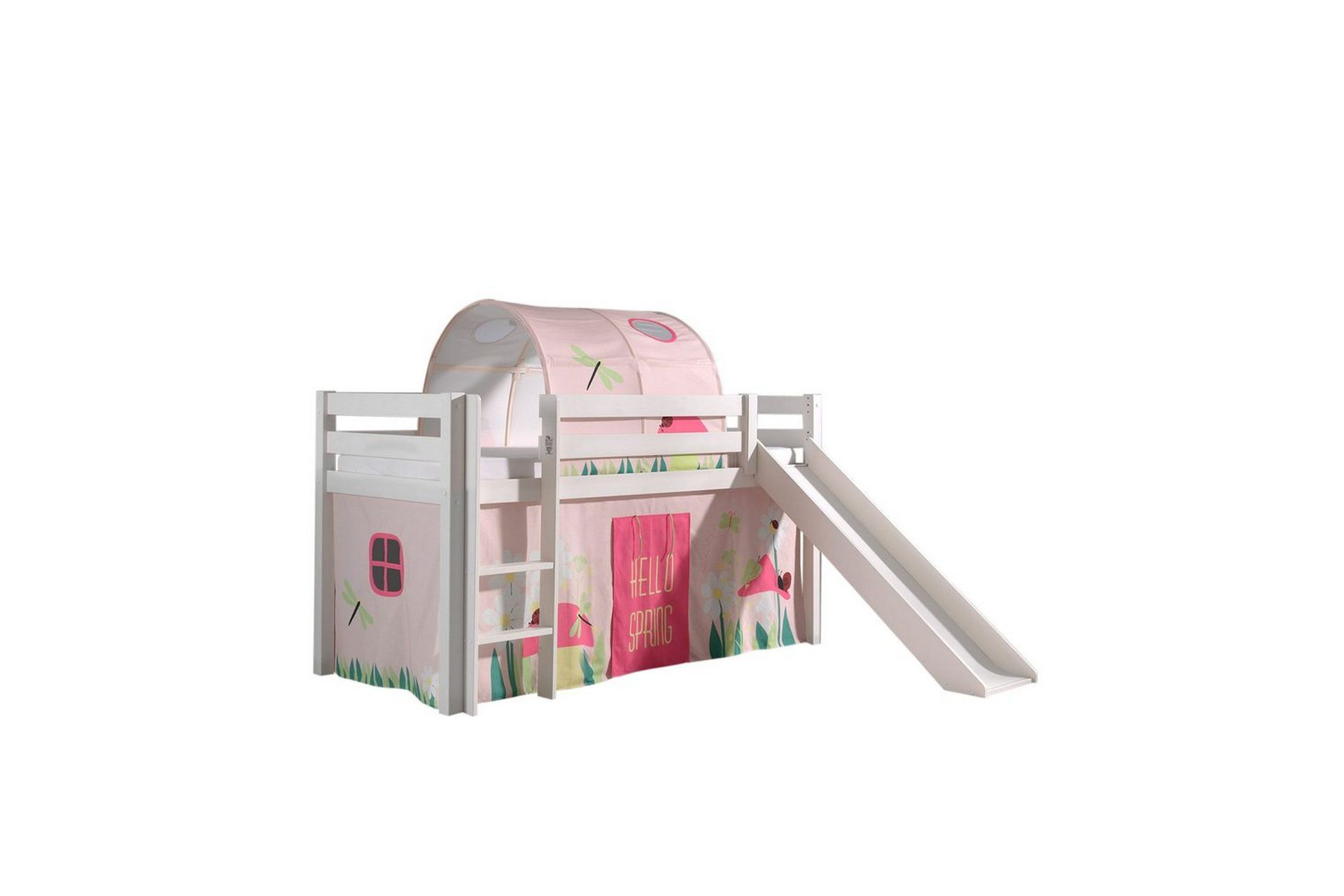 Halvh&ouml;jdss&auml;ng med gardin Pino Spring Vit, Vit, Med rutschkana, V&aring;r, Fj&auml;der, Utan fickor - Vit, Vit, Med rutschkana, V&aring;r, Fj&auml;der, Utan fickor