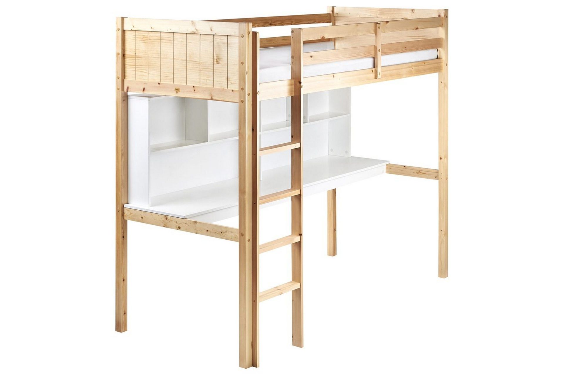 H&ouml;gs&auml;ng med skrivbord Foucamont - Ljus tr&auml;, vit