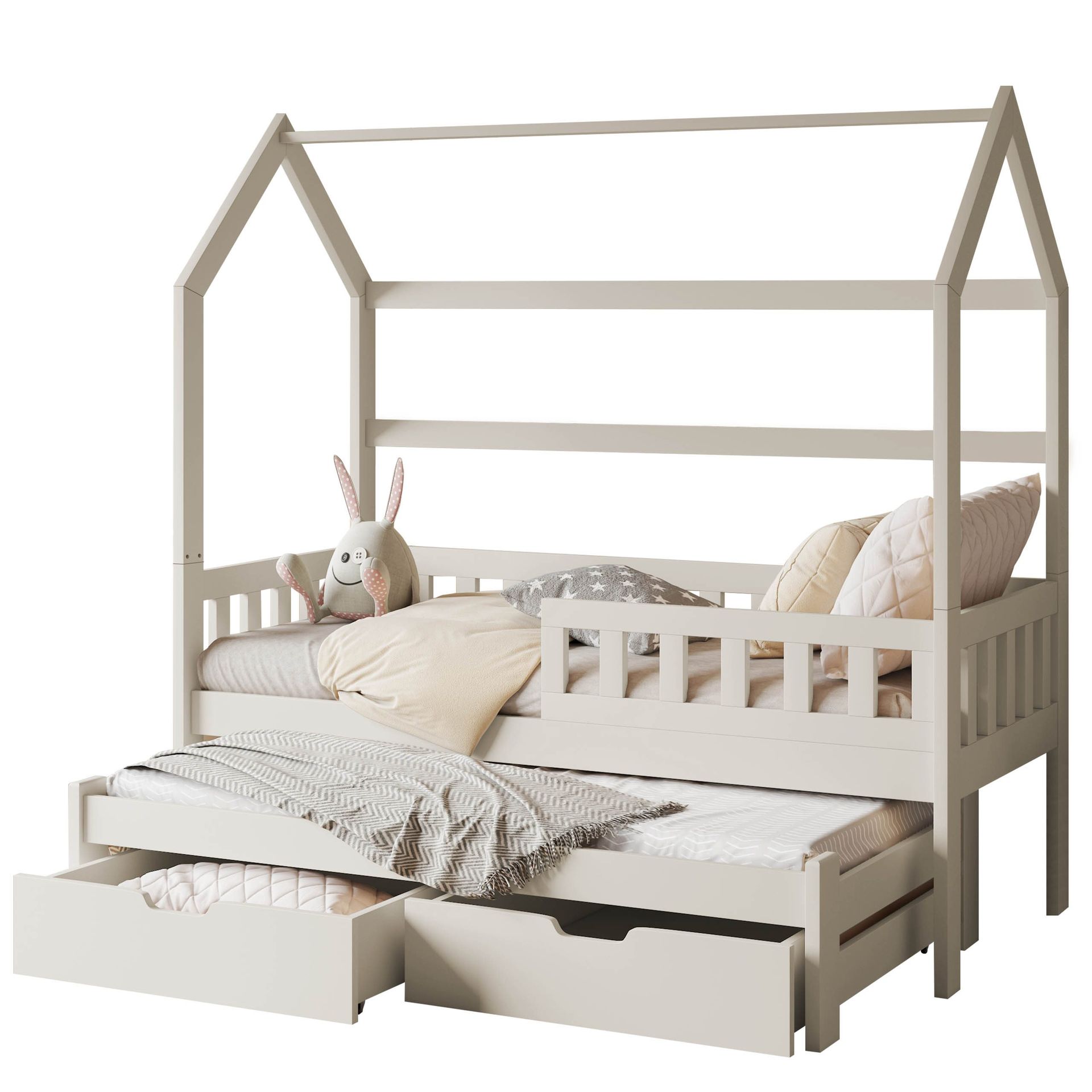 Majbelle Sängram Hussäng 80x180 cm med förvaring och extra liggplats - beige