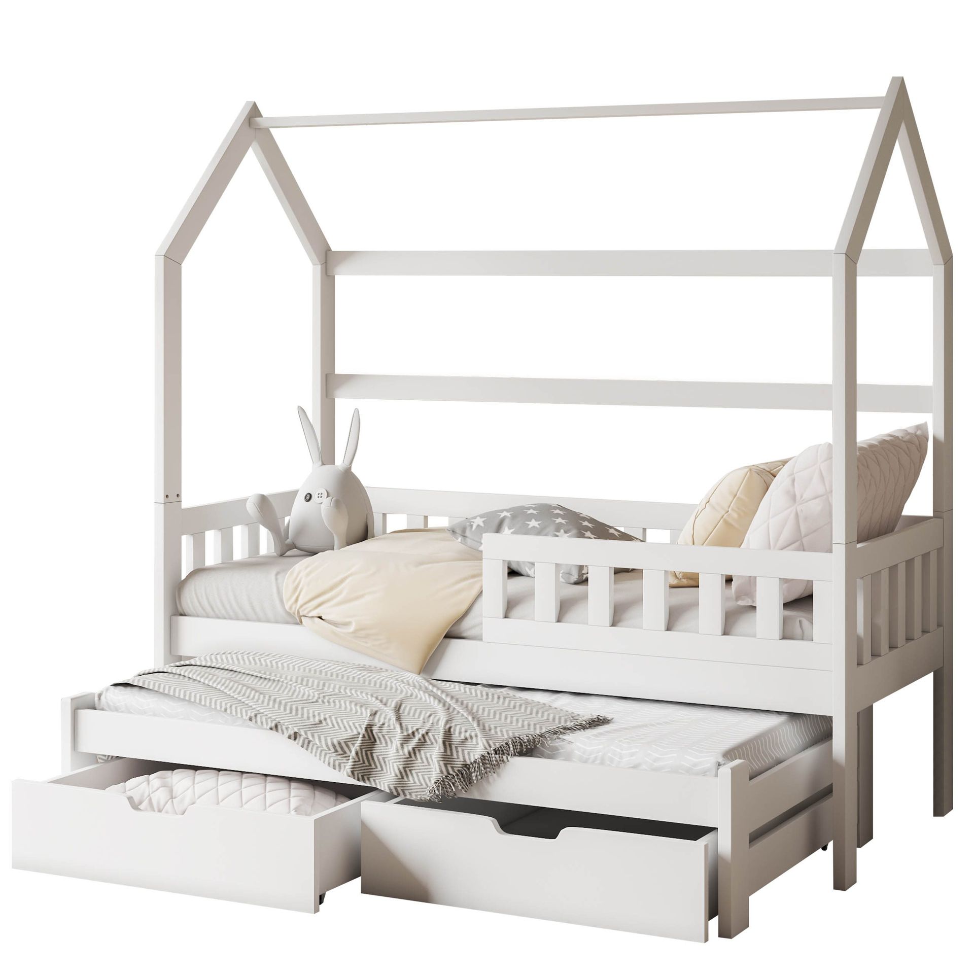 Majbelle Sängram Hussäng 80x180 cm med förvaring och extra liggplats - vit