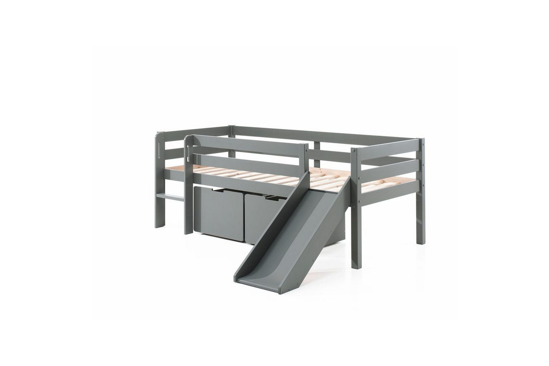 Mellanh&ouml;g s&auml;ng med stege och l&aring;dor Pino Gr&aring;, Set om 2, Utan h&auml;nghylla - Gr&aring;, Set om 2, Utan h&auml;nghylla