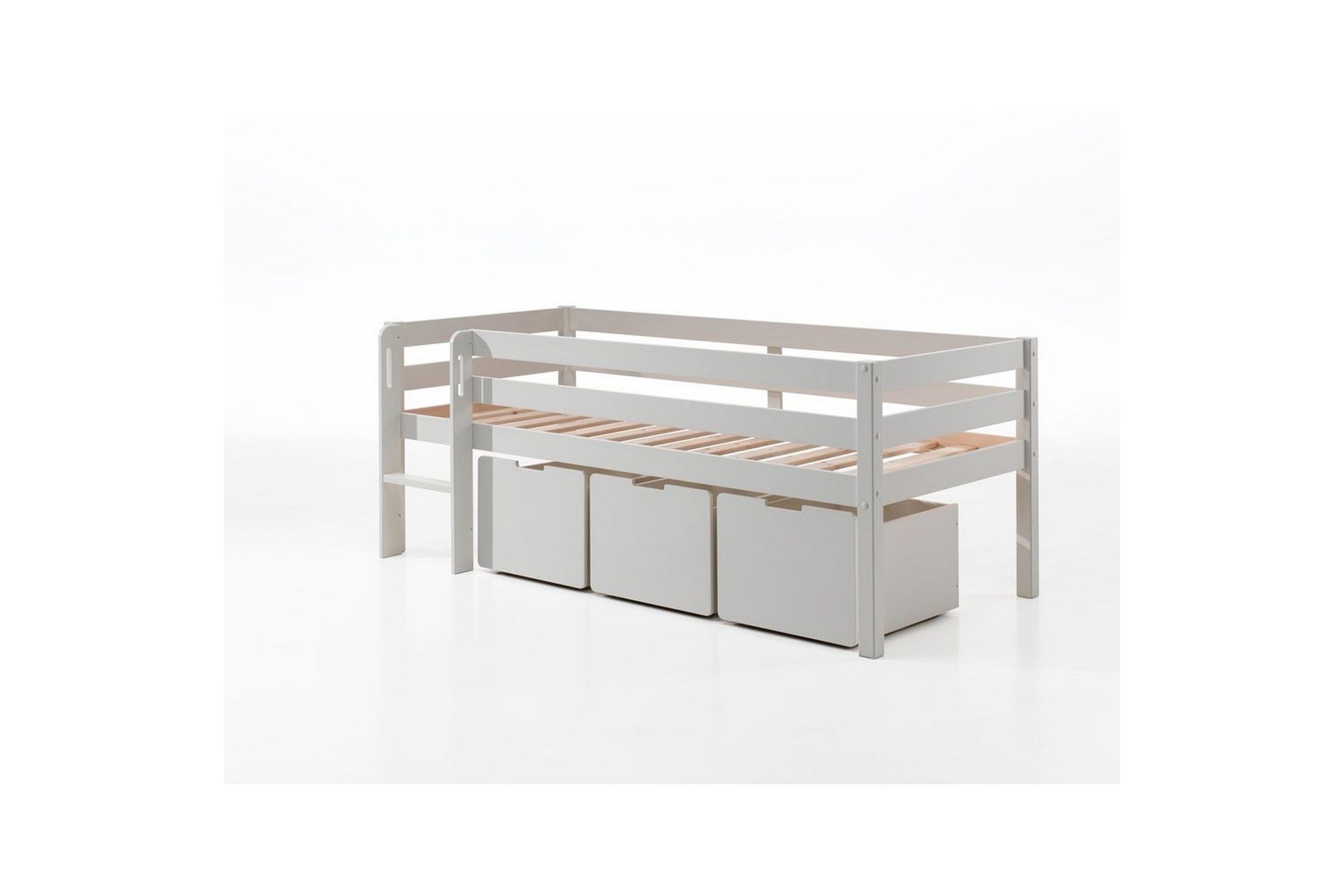 Mellanh&ouml;g s&auml;ng med stege och l&aring;dor Pino Vit, Set om 3, Utan h&auml;nghylla - Vit, Set om 3, Utan h&auml;nghylla