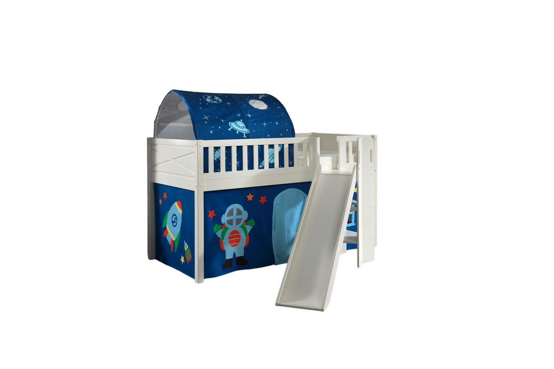 Mellanstegs&auml;ng med rutschkana och matchande textilset (lekgardin och tunnel) Scott Astro - Astro