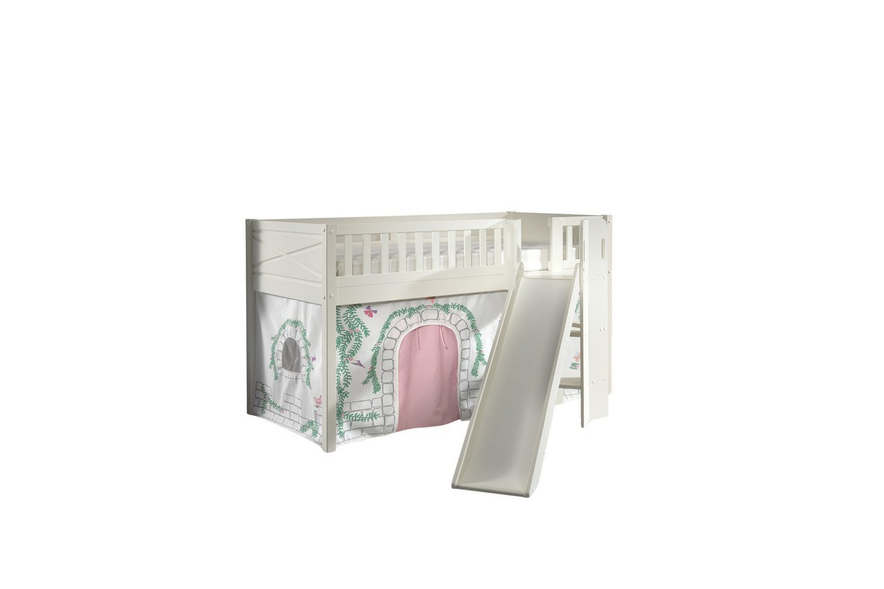mellanstegsäng med rutschkana och matchande textilset (lekgardin) scott birdy - birdy