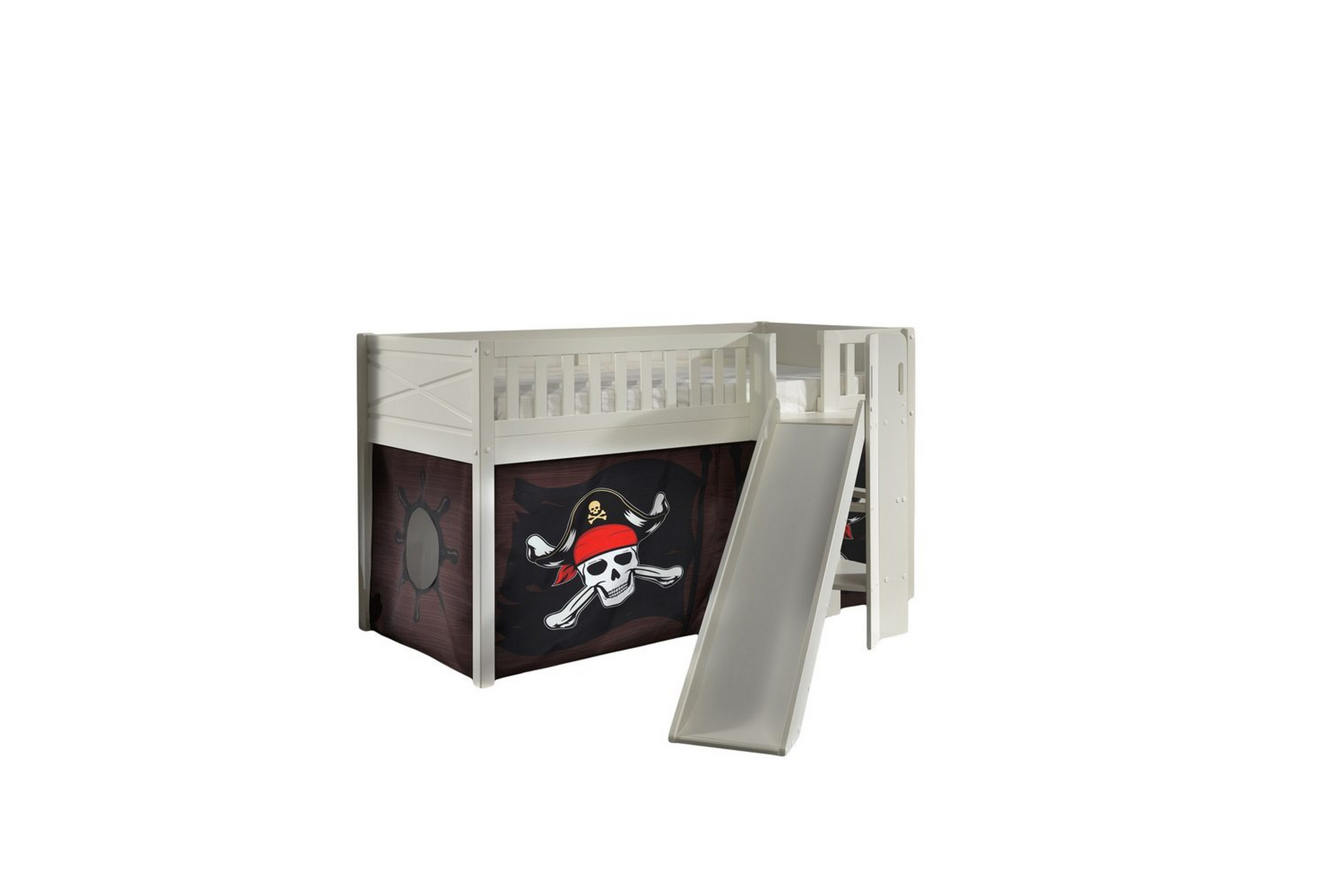 mellanstegsäng med rutschkana och matchande textilset (lekgardin) scott karibiska pirater - karibiska pirater