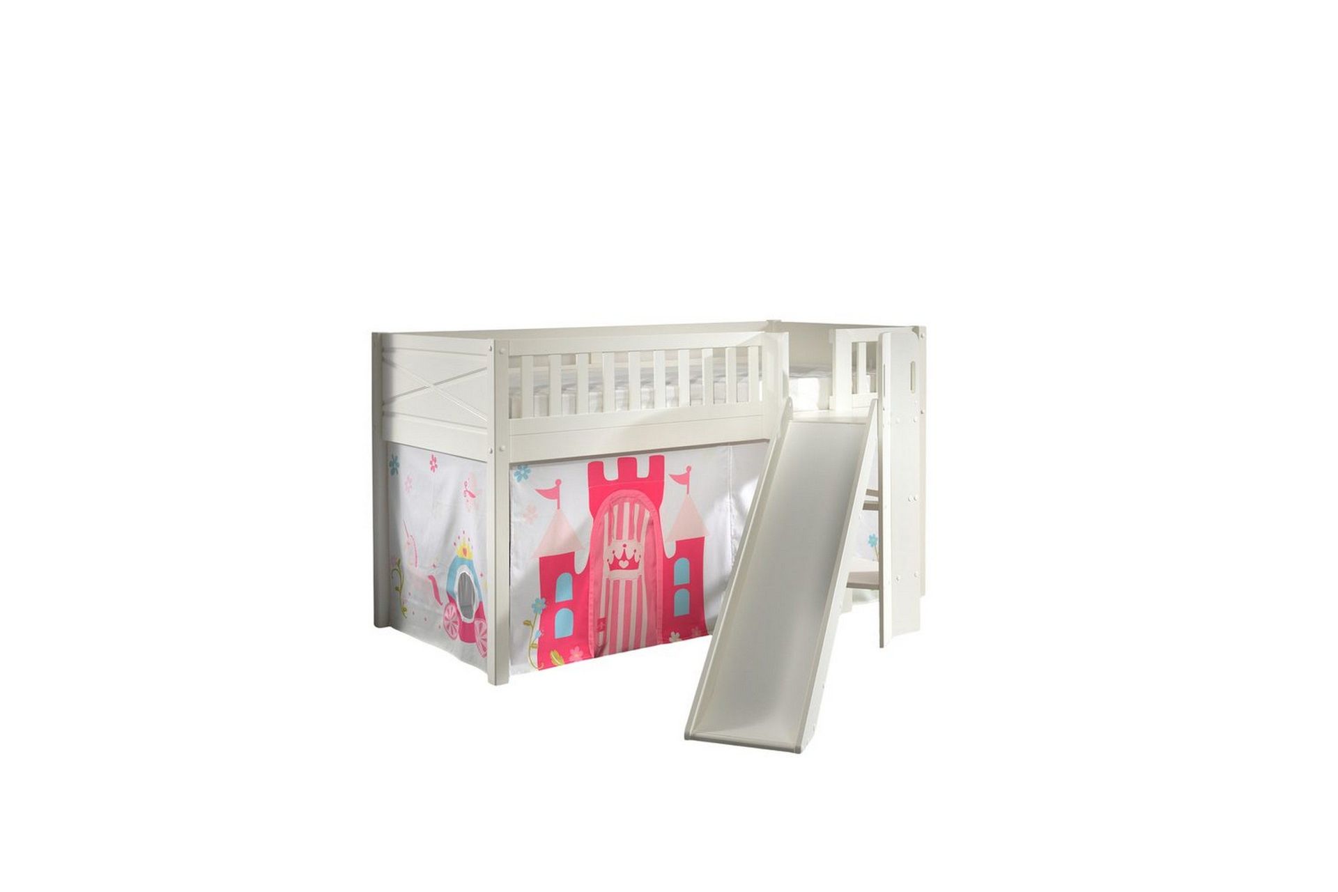 mellanstegsäng med rutschkana och matchande textilset (lekgardin) scott prinsessa - prinsessa