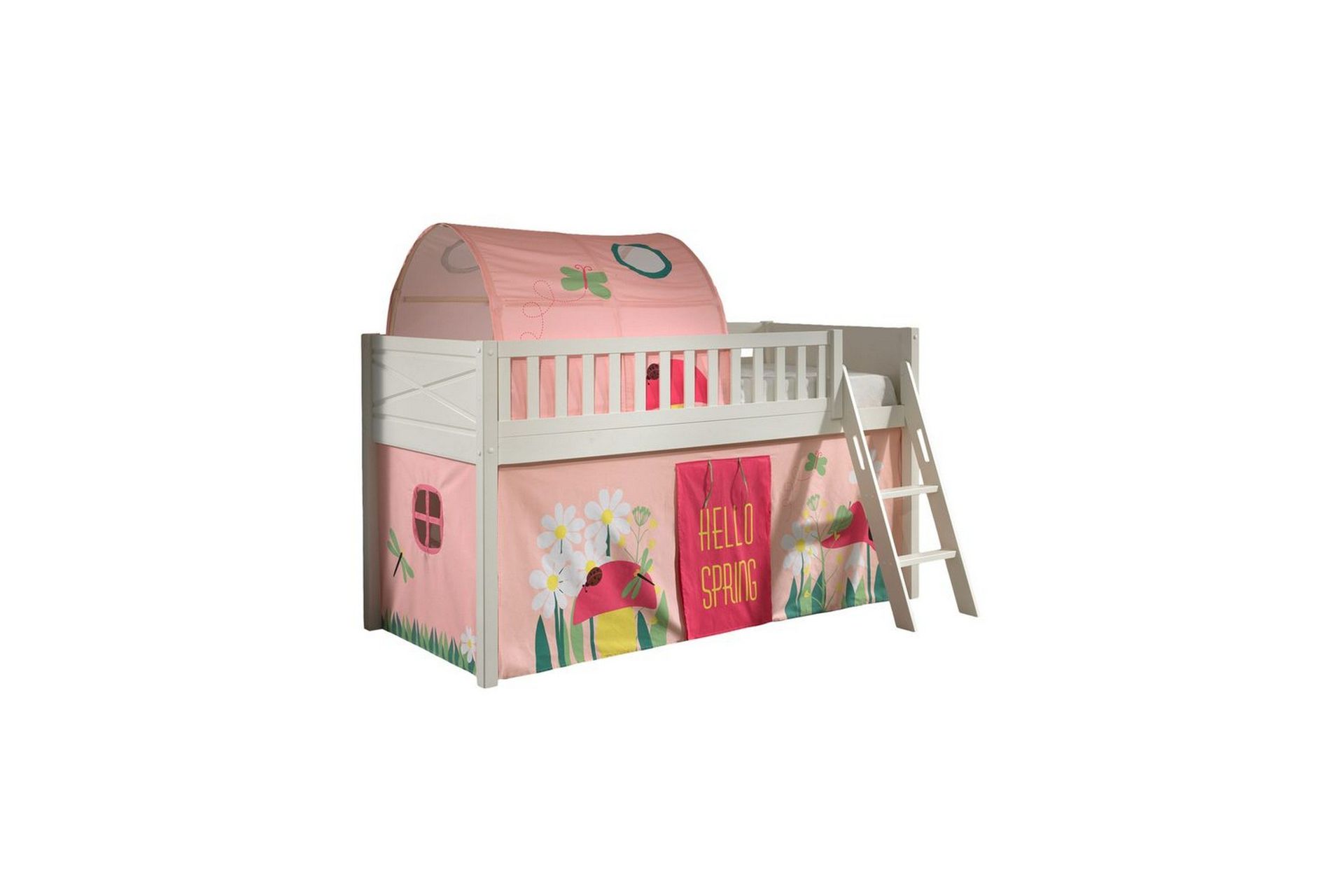 mellanstegsäng med stege och matchande textilset (lekgardin och tunnel) scott vår - vår