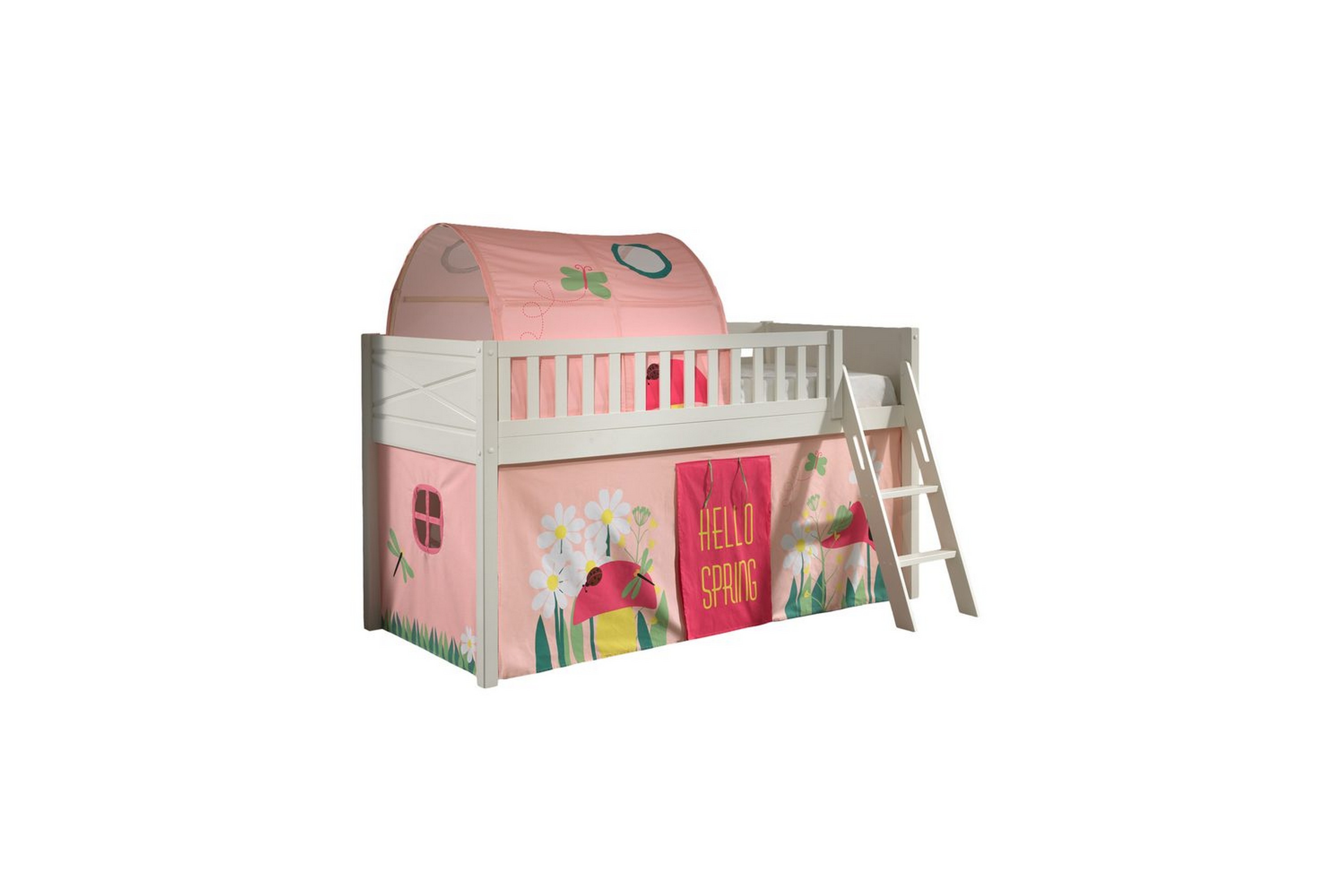 mellanstegsäng med stege och matchande textilset (lekgardin och tunnel) scott vår - vår