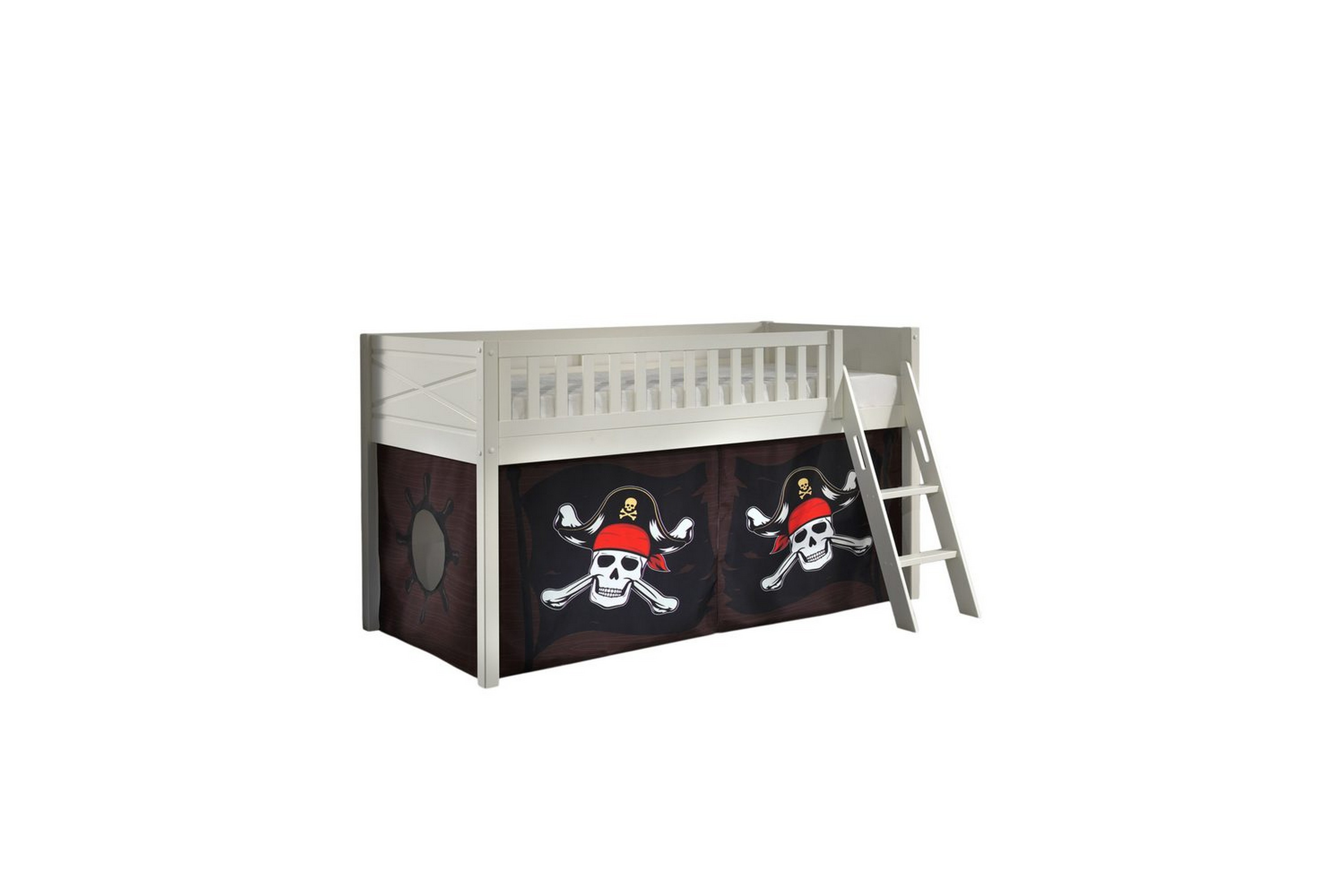 mellanstegsäng med stege och matchande textilset (lekgardin) scott karibiska pirater - karibiska pirater