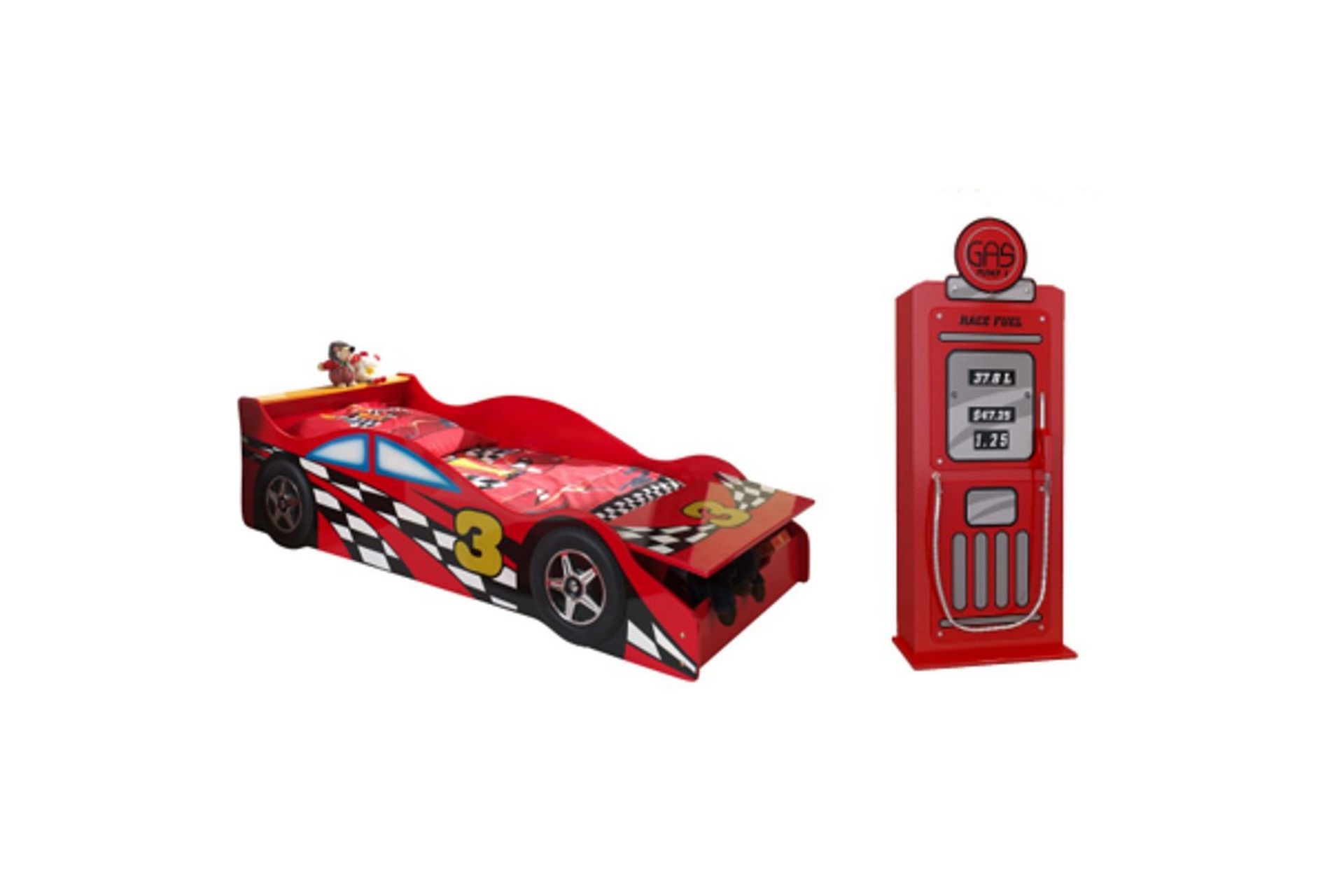 S&auml;ng med garderob Race Red 70x140 cm -