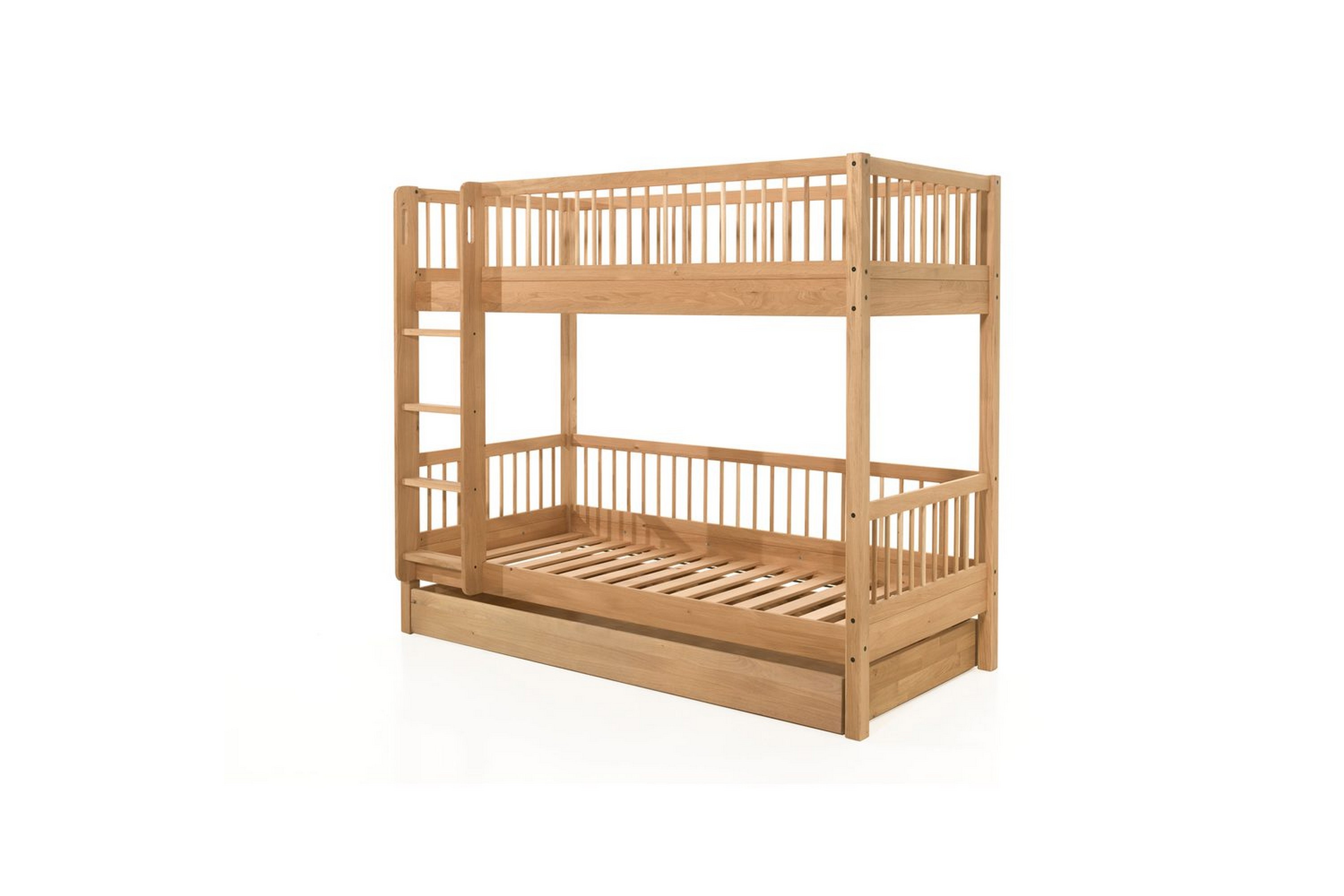 våningssäng med låda forrest ek - ek