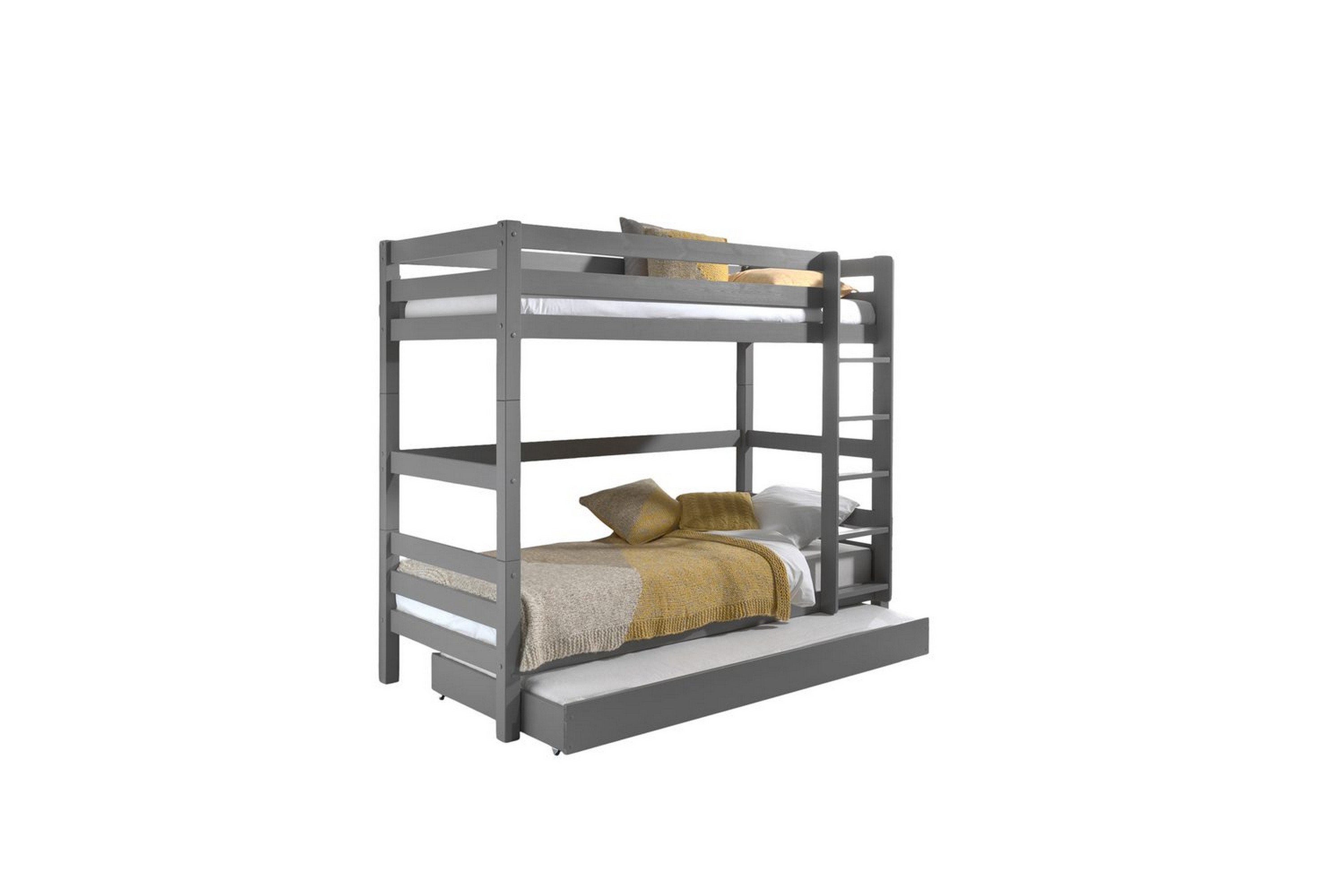 våningssäng med undersäng pino grå, 180 cm - grå, 180 cm