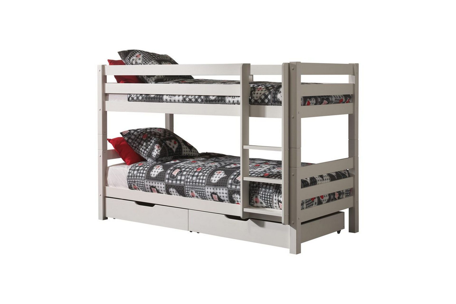 våningssäng pino set med 2 lådor vit, 140 cm - vit, 140 cm