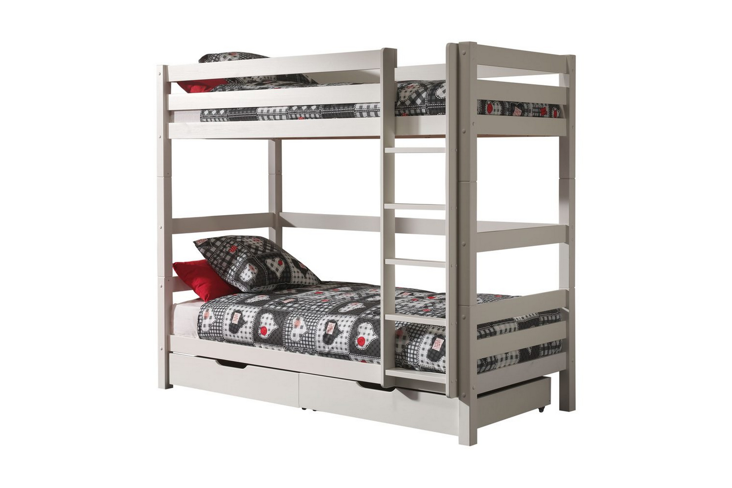 våningssäng pino set med 2 lådor vit, 180 cm - vit, 180 cm