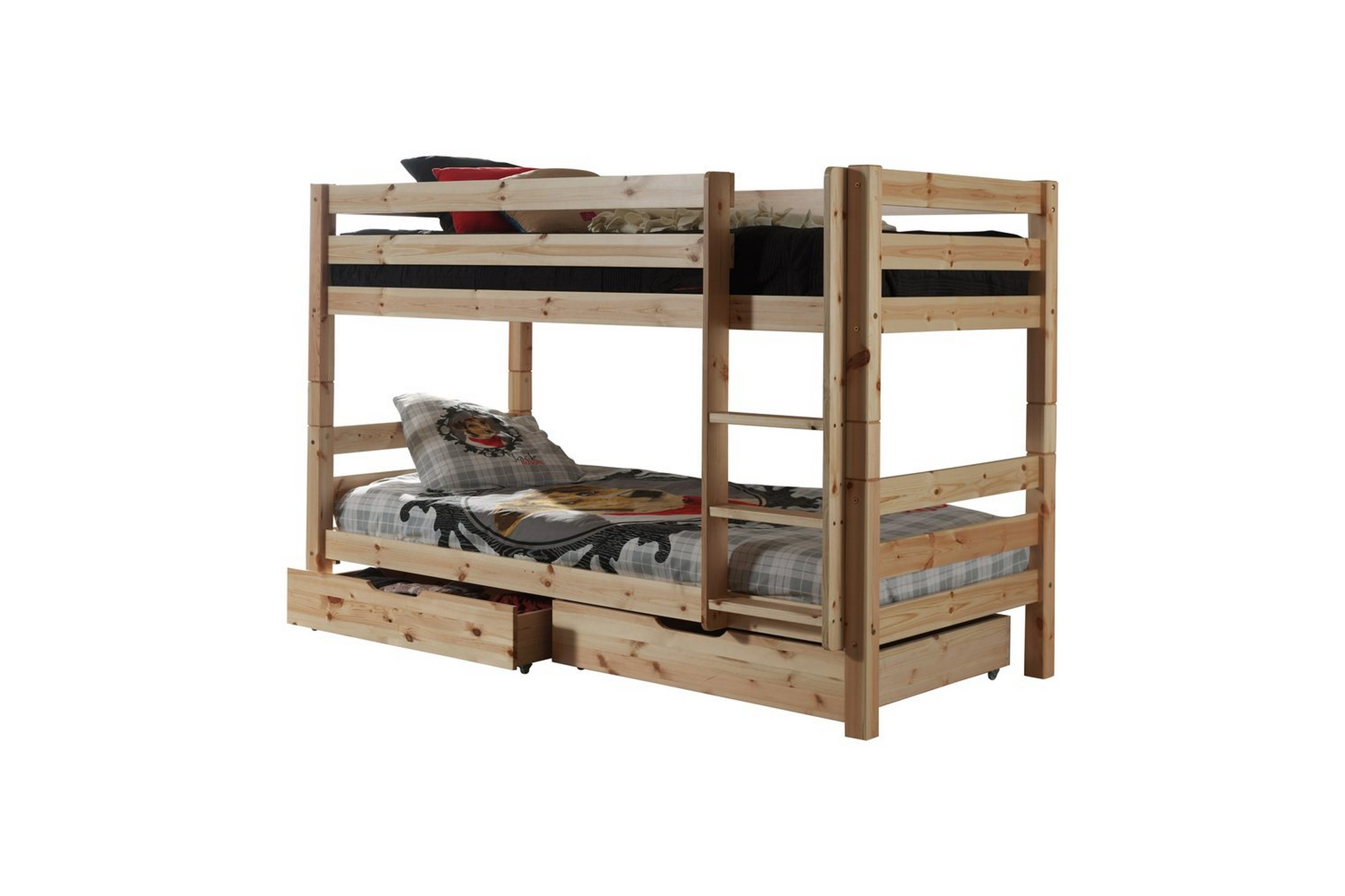 våningssäng pino set med 2 lådor naturlig, 140 cm - naturlig, 140 cm