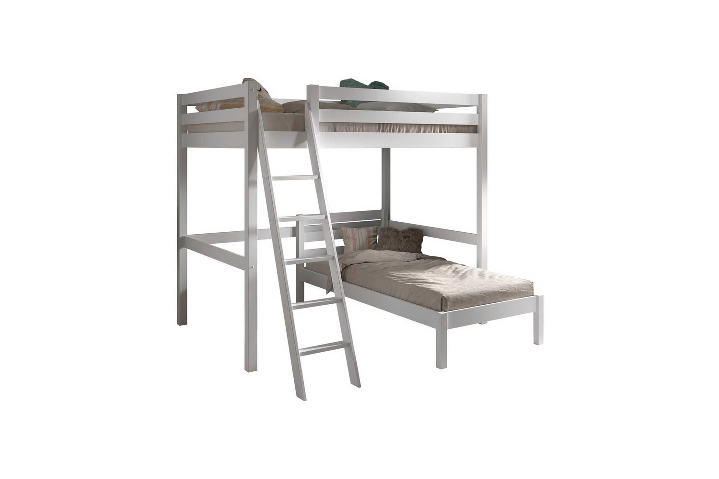 enkel säng och matchande rullbar ribbotten pino mezzanine 140 x 200 cm - 140 x 200 cm