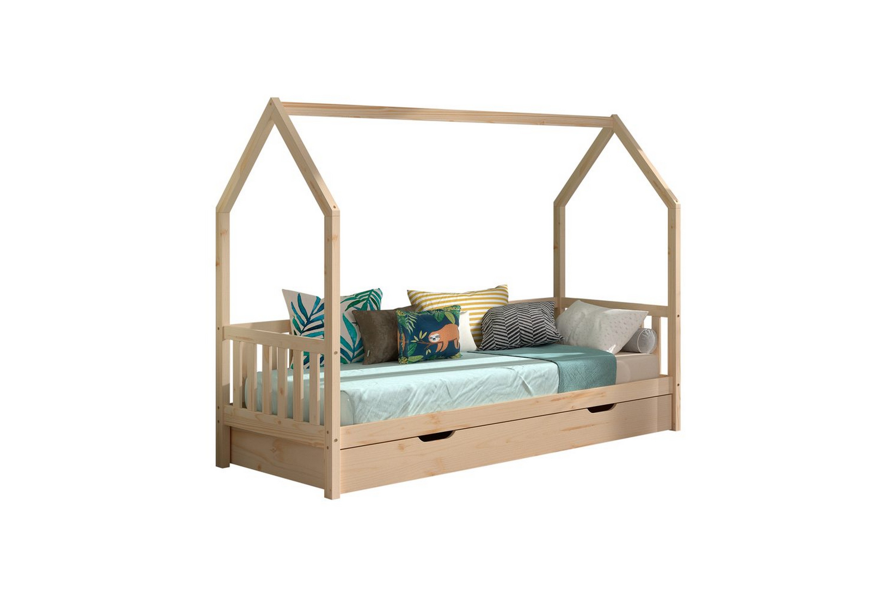 hussäng med undersäng cabane 90x200 cm naturlig - naturlig