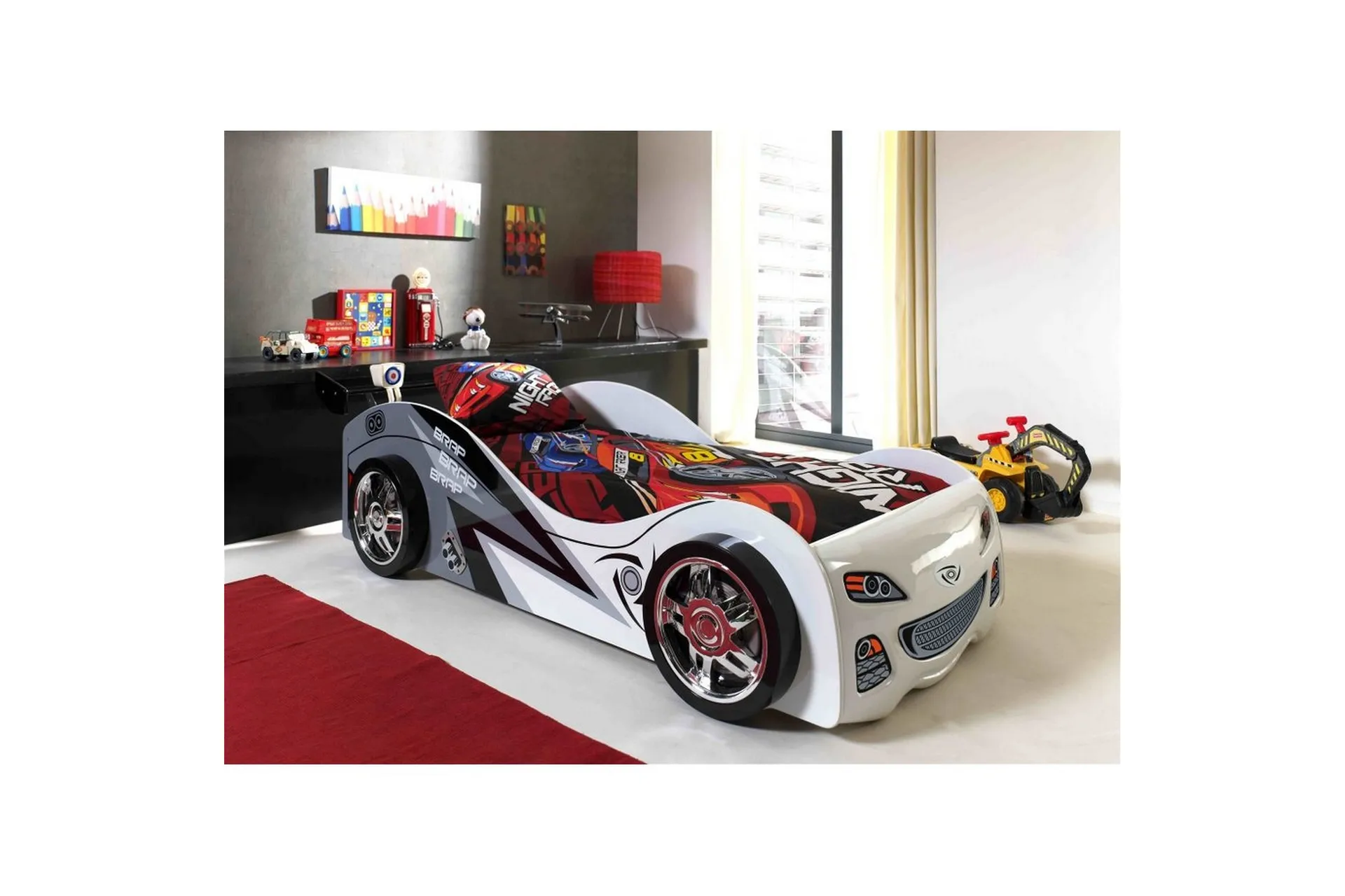 säng bil 90x200 cm med madrass - med madrass