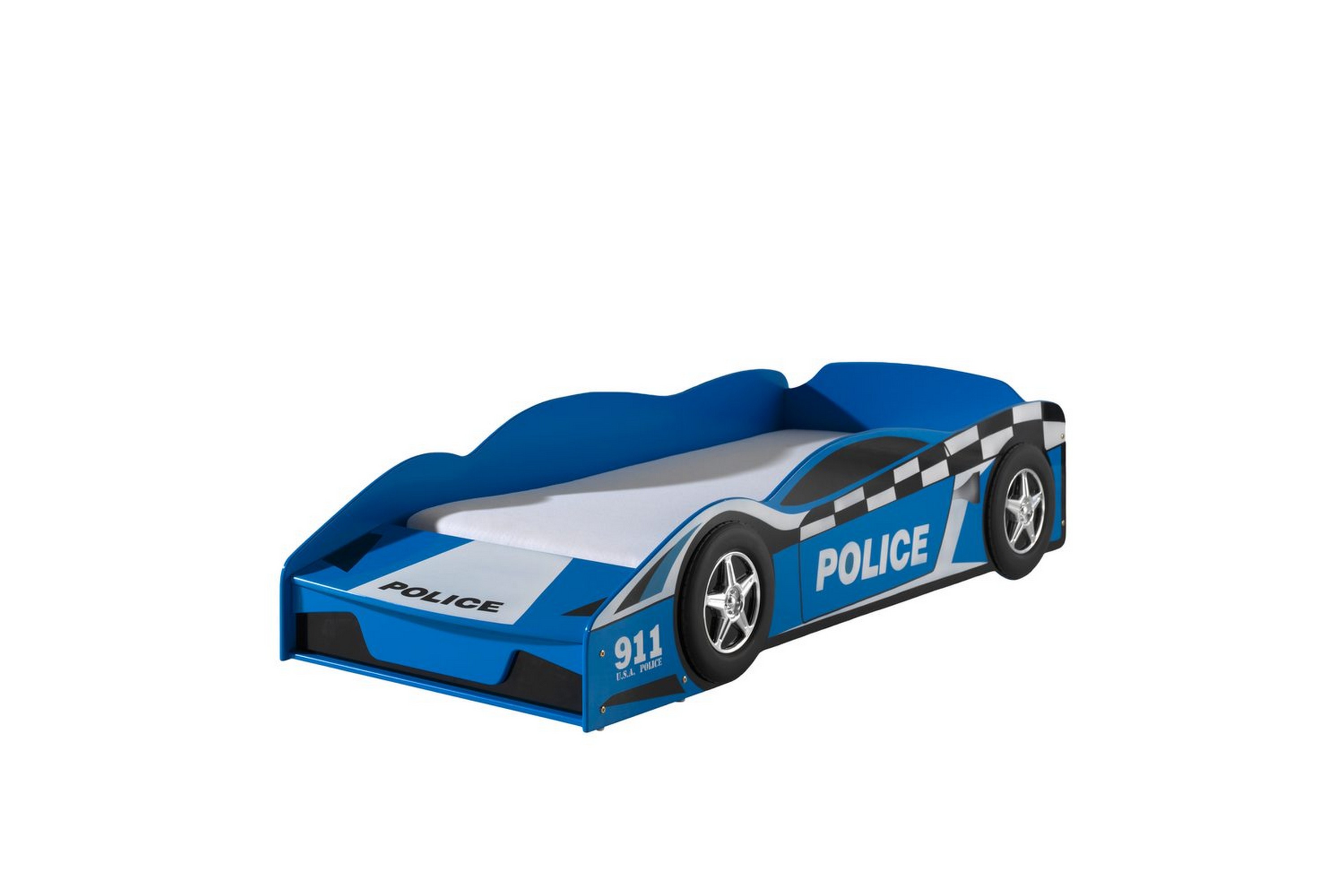 säng för småbarns polisbil 70x140 cm med madrass - med madrass