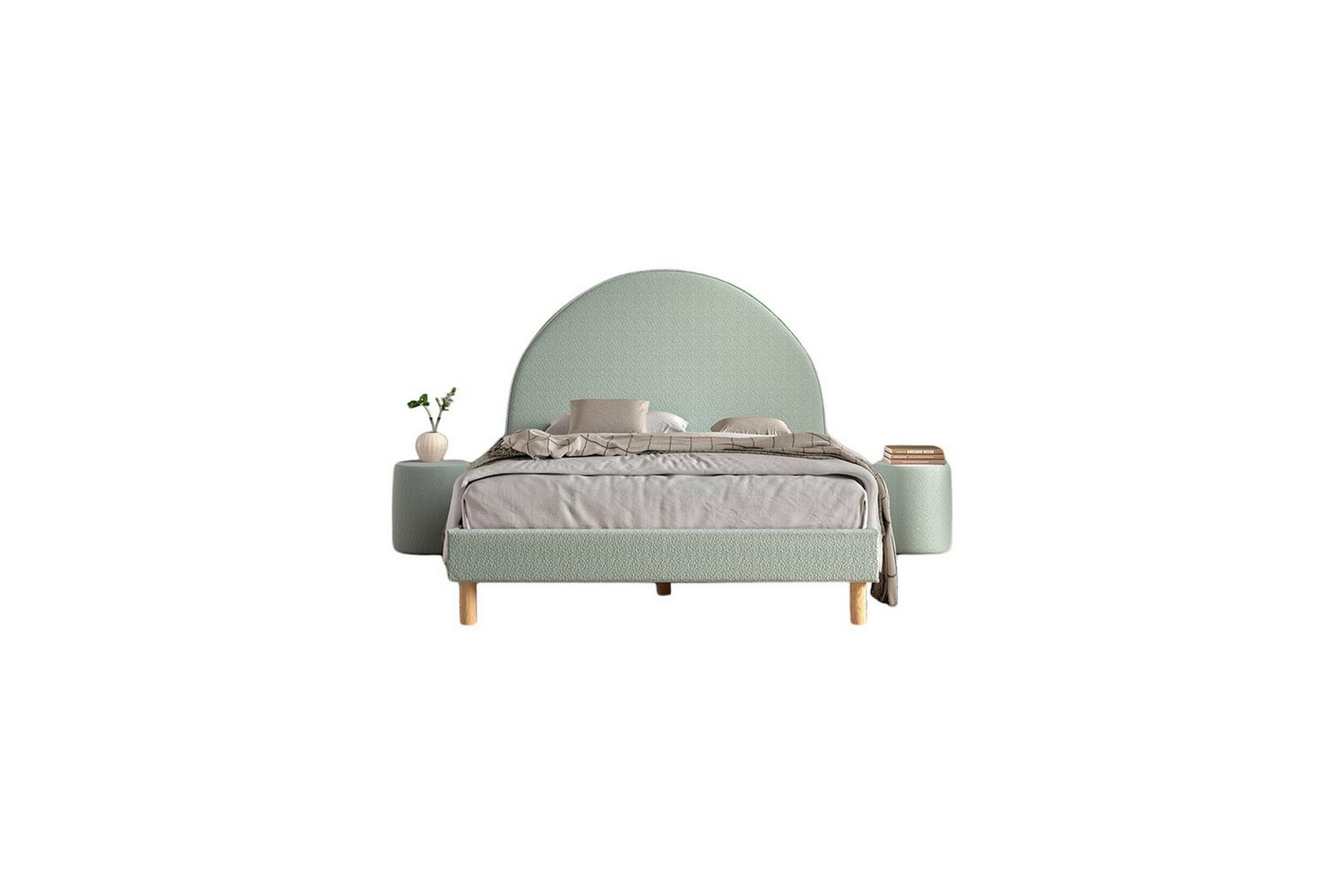 säng med 2 nattduksbord moon 140x200 cm olivgrön - olivgrön