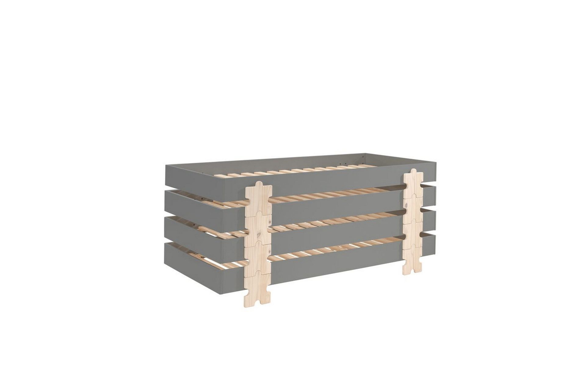 S&auml;ng Modulo med pusselbitarf&ouml;tter Gr&aring;, 4 - Gr&aring;, 4