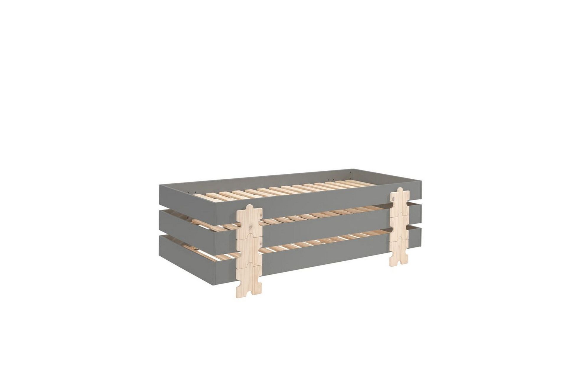 Säng Modulo med pusselbitarfötter Grå, 3 - Grå, 3