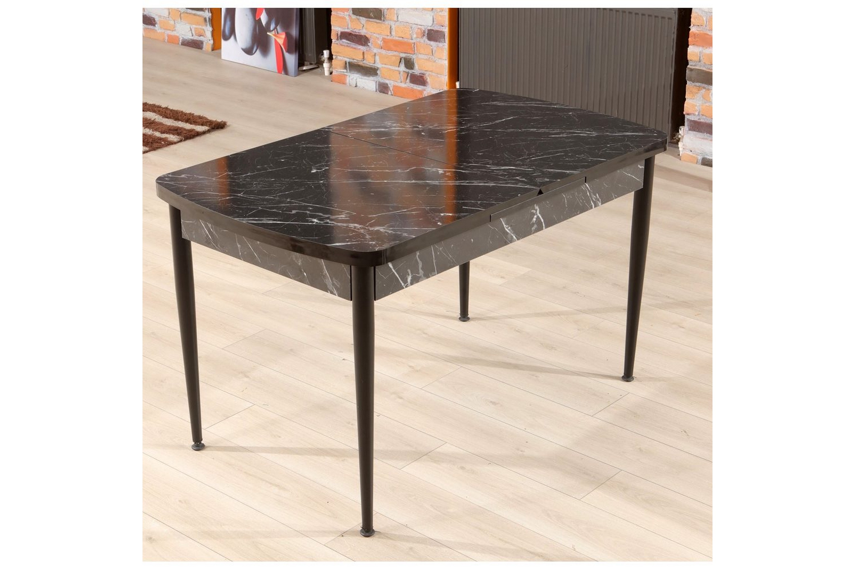 amerbach matbord 132 cm rektangulär - svart/vit