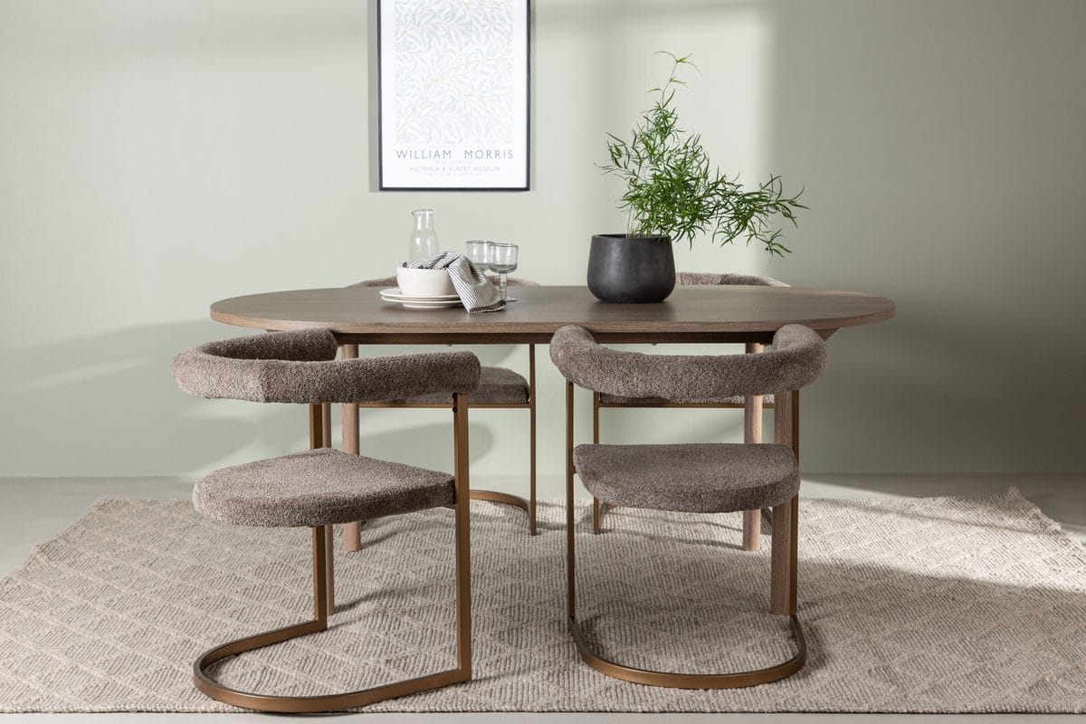 Andy Matbord 180x90 cm Brun med 4 Morning Karmstol -