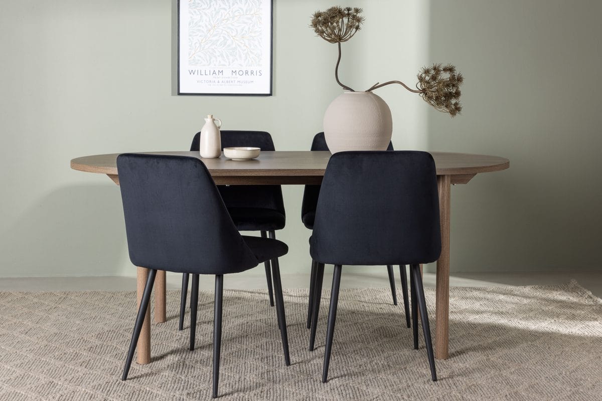 Andy Matbord 180x90 cm Brun med 4 Night Matstol -