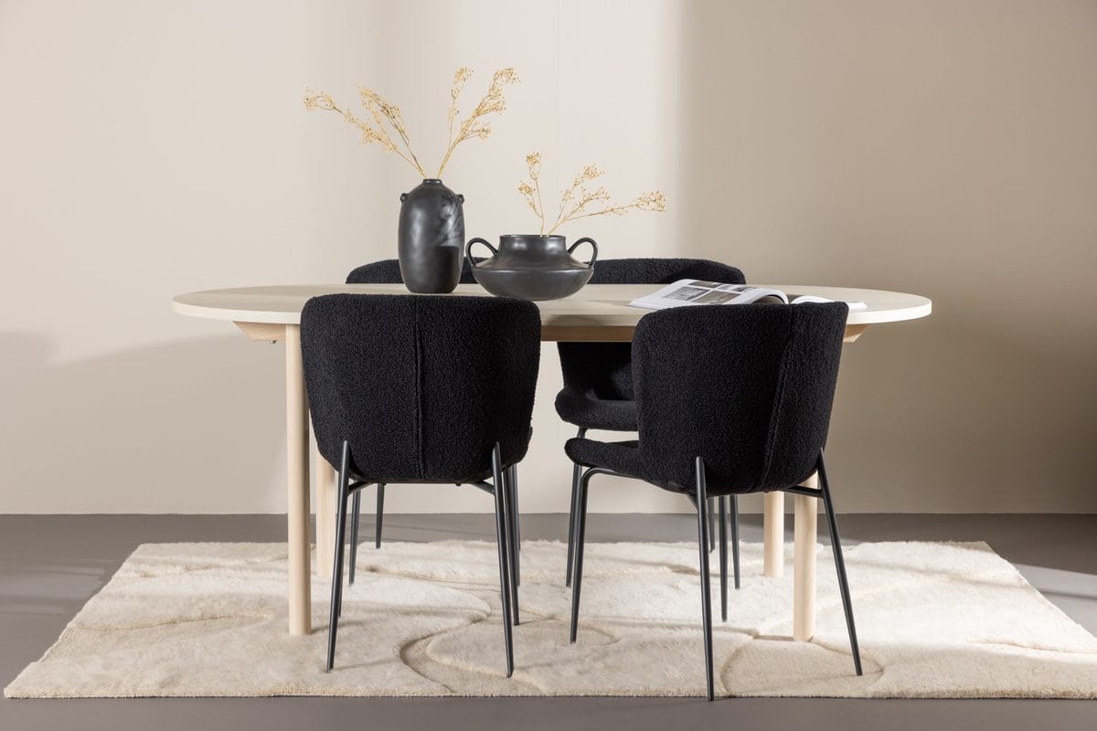 Andy Matbord 180x90 cm med 4 Modesto Matstol -